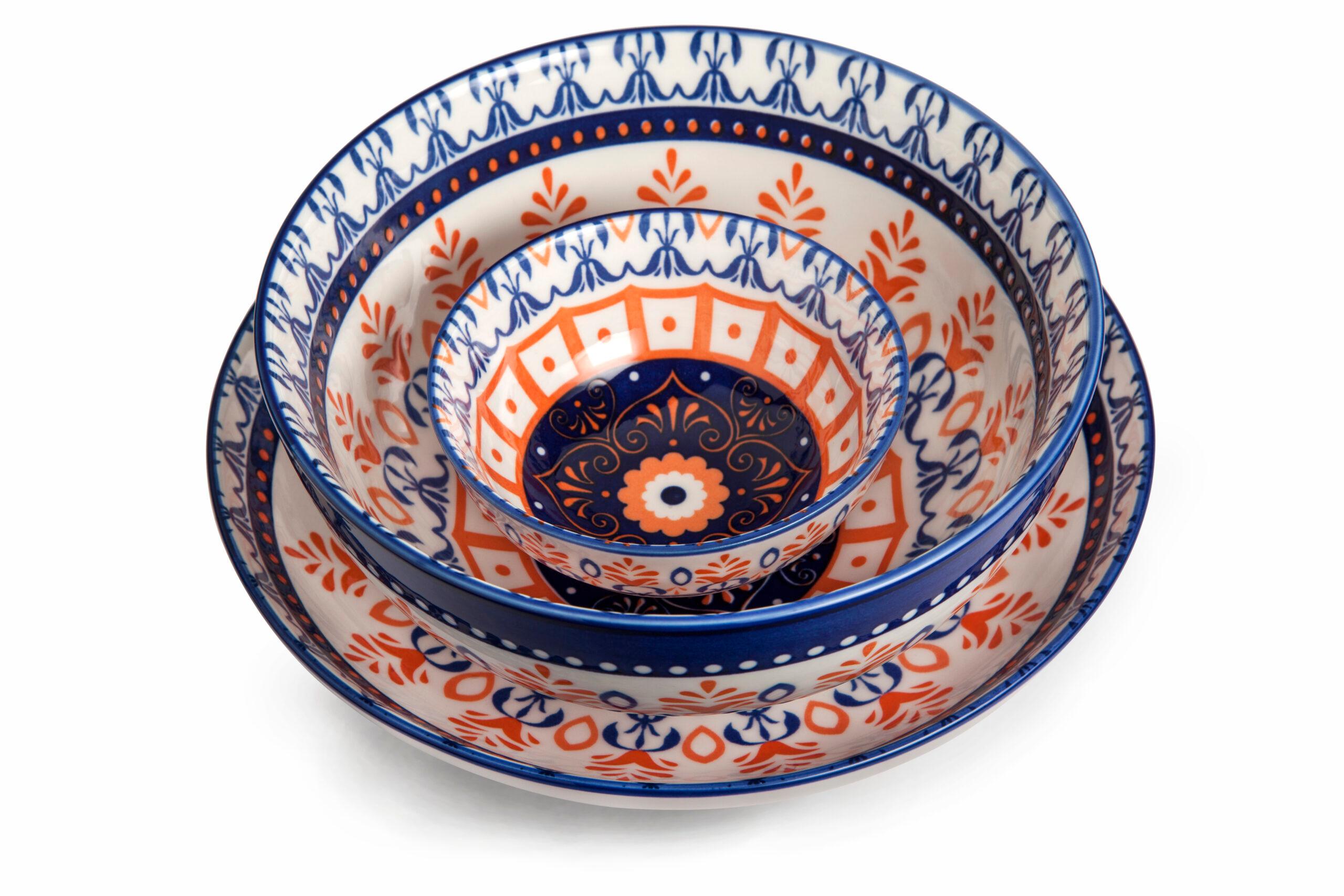 Che Brucia Henna Porcelain Bowl 12 cm / 5" Ivory Orange Blue Porcelain