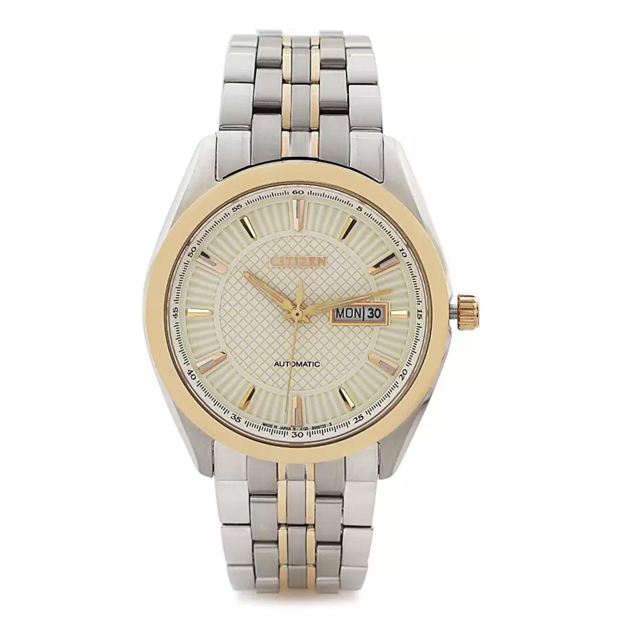 ساعة للرجال فضي دهبي سيتيزن Citizen Analog Multi-Color Dial Men's Watch - Np4014-54p