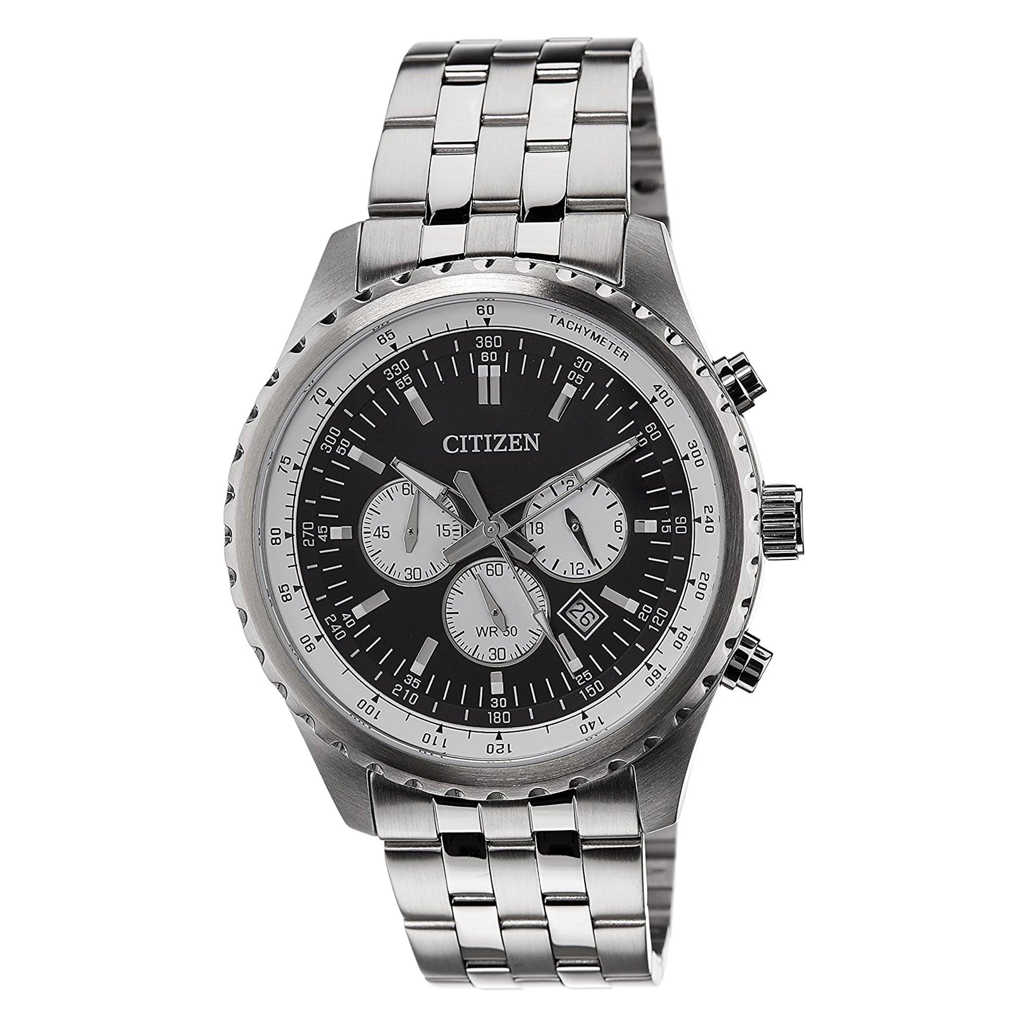 ساعة للرجال ستانلس ستيل فضي سيتزن Citizen Men's Chronograph Silver Stainless-Steel Plated Watch An8060-57e