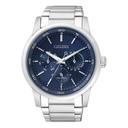 ساعة للرجال ستانلس ستيل فضي ازرق سيتزن Citizen Men's Eco-Drive Stainless Steel Corso Dress Watch - Bu2010-57l - SW1hZ2U6MTgyNzM3OQ==