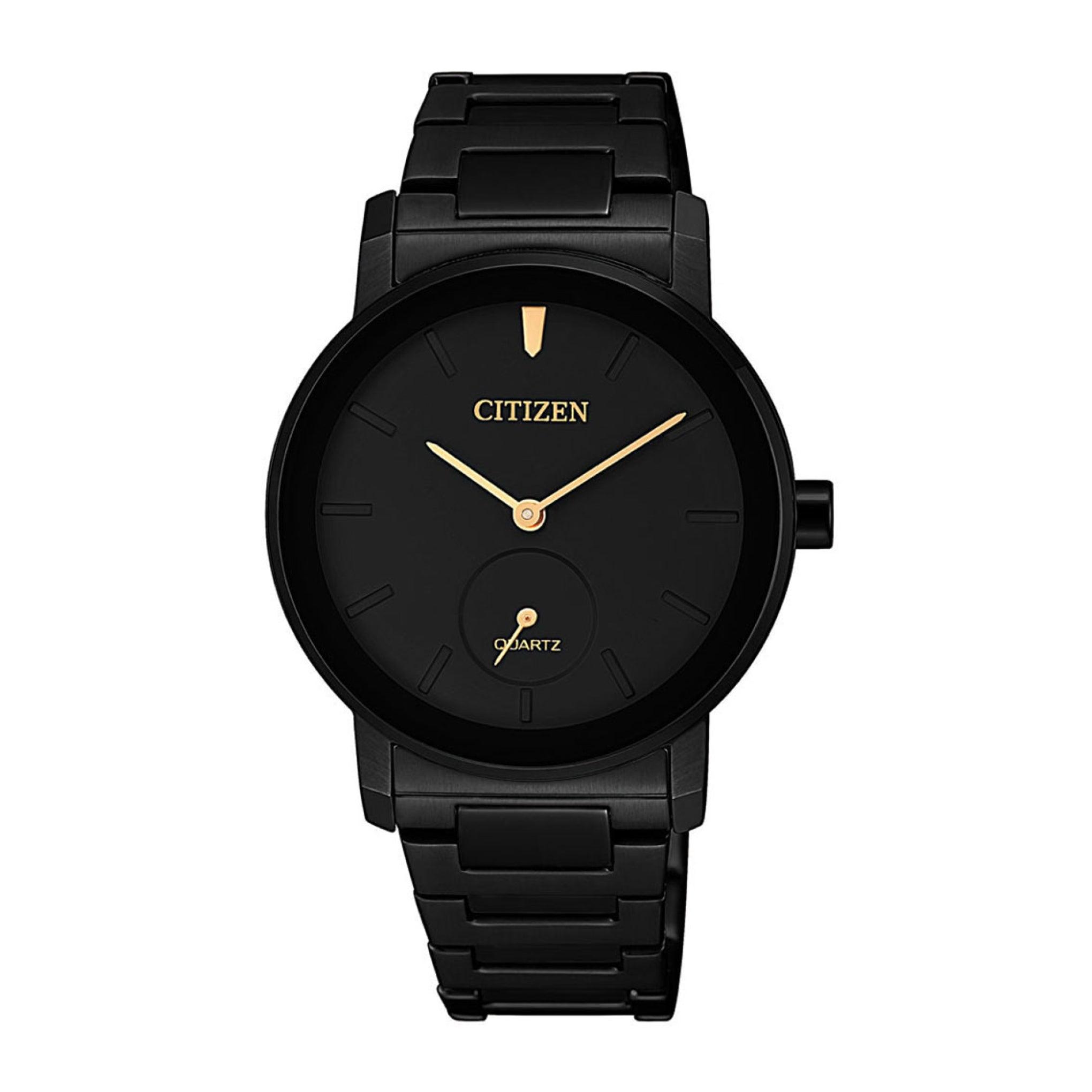 ساعة نسائية ستانلس ستيل اسود سيتزن Citizen Women's Quartz Watch, Analog Display And Stainless Steel Strap - Eq9065-50e