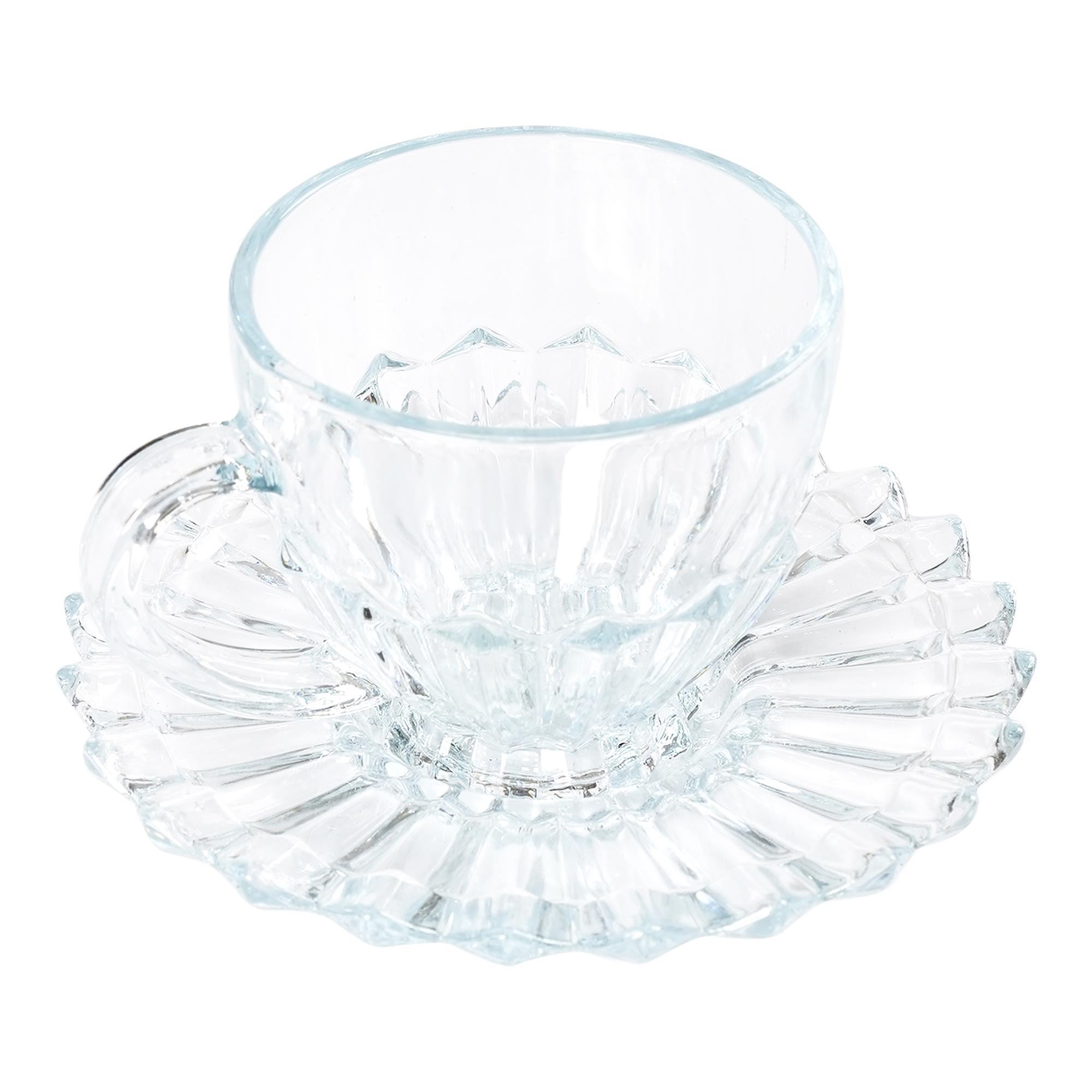 طقم شاي 12 قطعة مع صحون من الزجاج الشفاف من سيتي جلاس 220 مل City Glass 12 Piece Brasiliano Tea