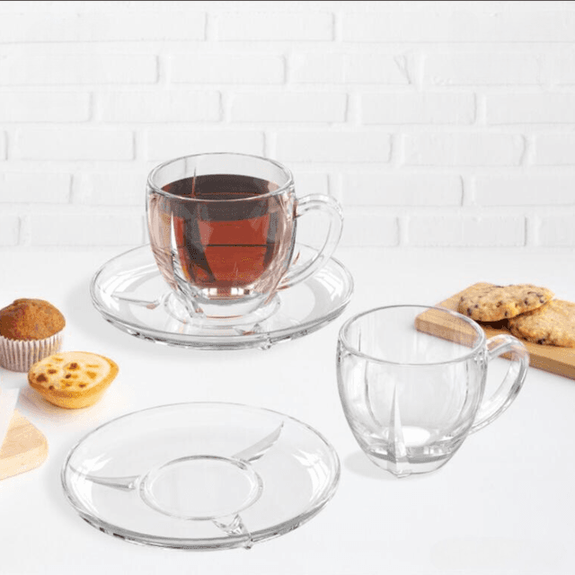 طقم فناجين شاي مصري شفاف سيتي كلاس City Glass 12 Piece Lavi Tea Glass 190 ml - SW1hZ2U6MTg0NTExNA==