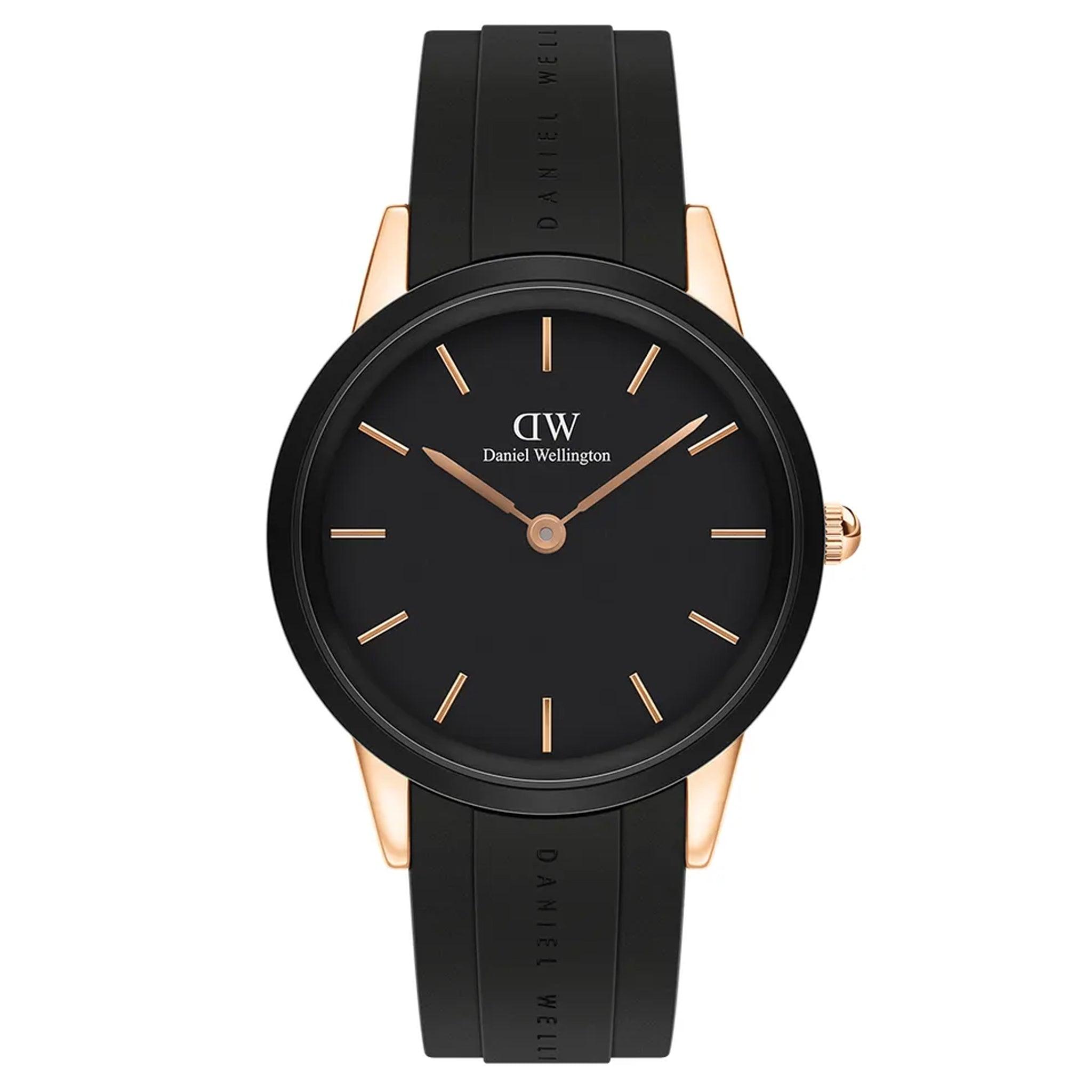 ساعة للرجال مطاط اسود دانيال ولينغتون Daniel Wellington Dw00100425 Iconic Motion Active Lifestyle Men's Watch In Black/Rose Gold