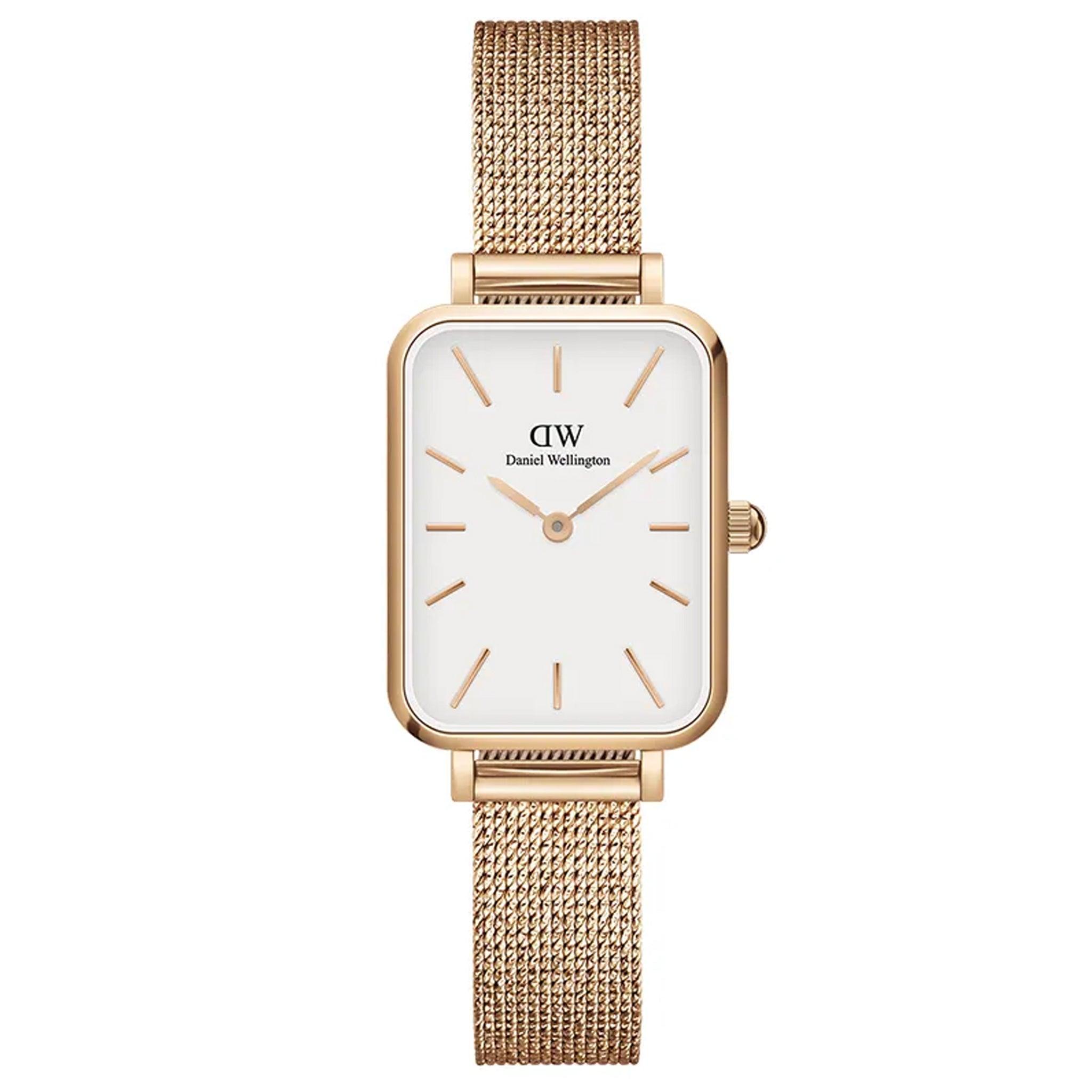 ساعات دانيال ولينغتون نسائية Dw00100431 مربعة قياس 20×26 ملم معدن روز جولد Daniel Wellington Dw00100431 Petite Melrose White/Rose Gold Ladies Watch