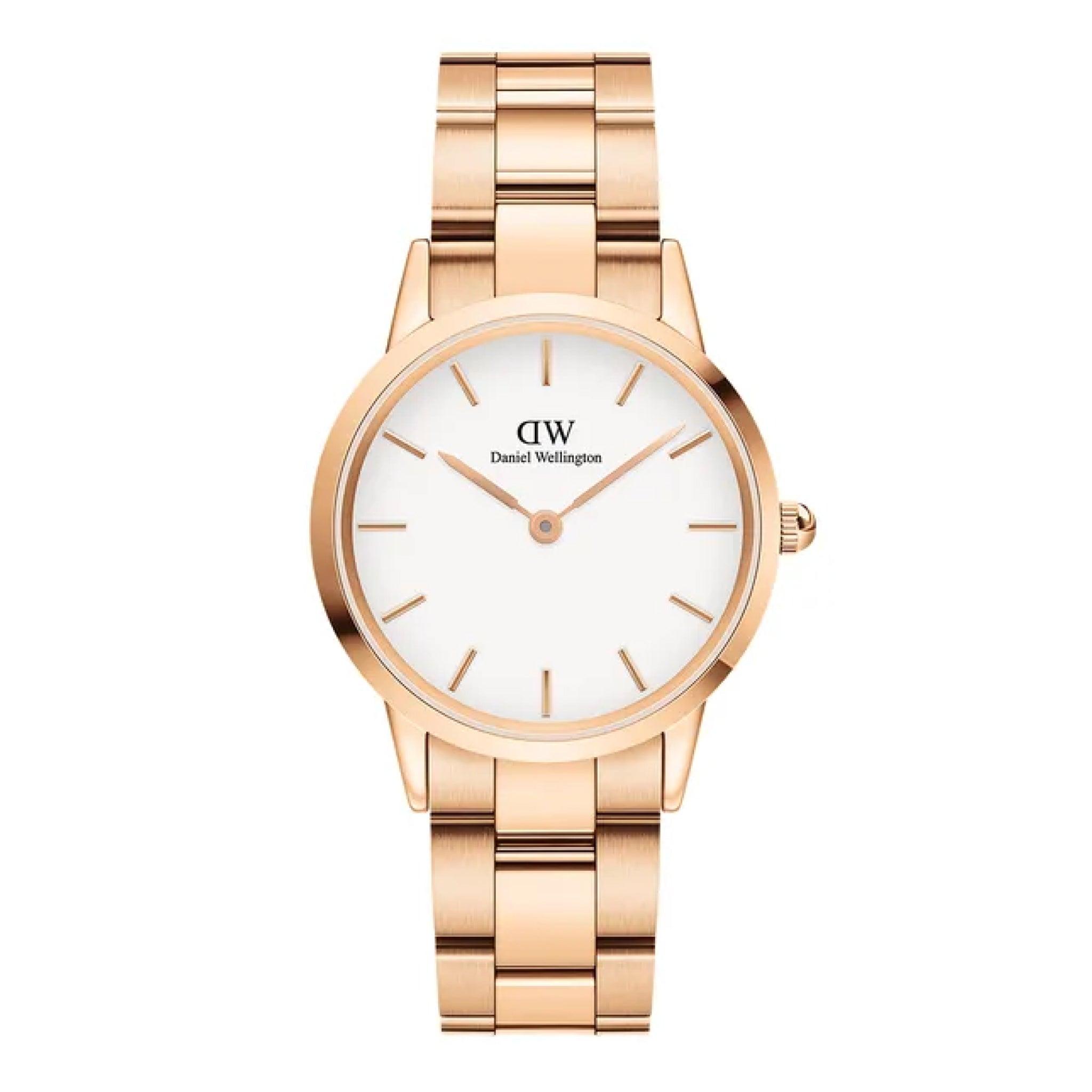 ساعات دانيال ولينغتون نسائية Dw00100211 قياس 32 ملم معدن روز جولد Daniel Wellington Iconic 32mm Rose Gold Stainless Steel Bracelet Dw00100211