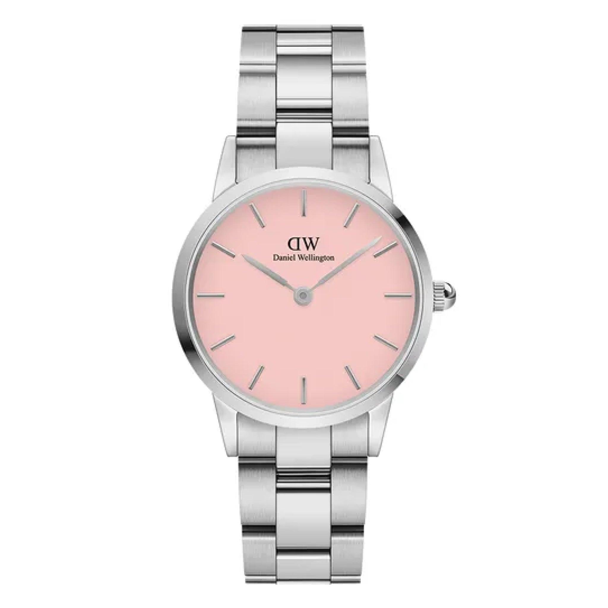 ساعة نسائية ستانلس ستيل فضي وردي دانييل ويلنيغتون Daniel Wellington Iconic Link Blush 28mm Dw00100534 Wristwatches