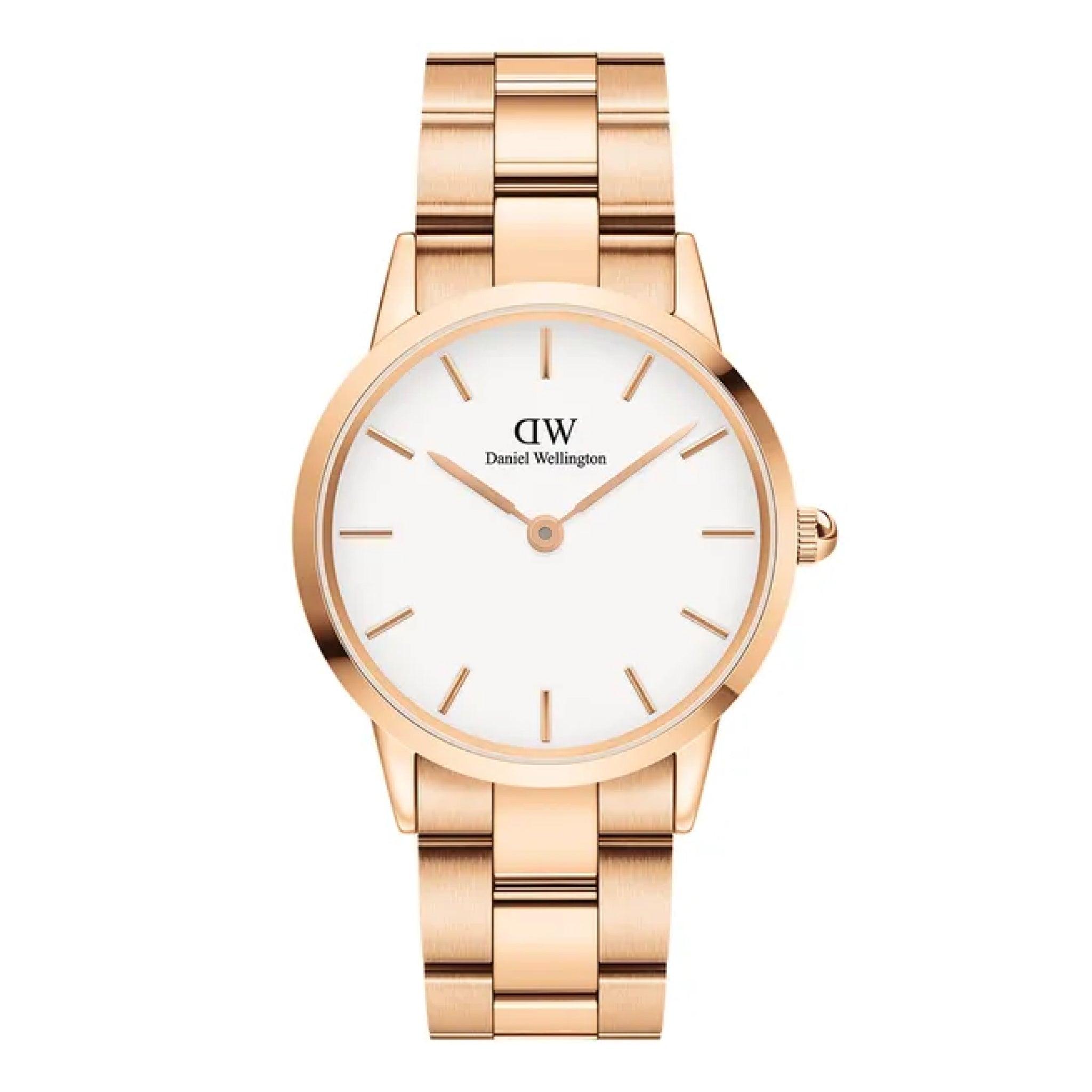 ساعات دانيال ولينغتون نسائية Dw00100209 قياس 36 ملم معدن روز جولد Daniel Wellington Iconic Link Rose Gold Women's Watch Dw00100209