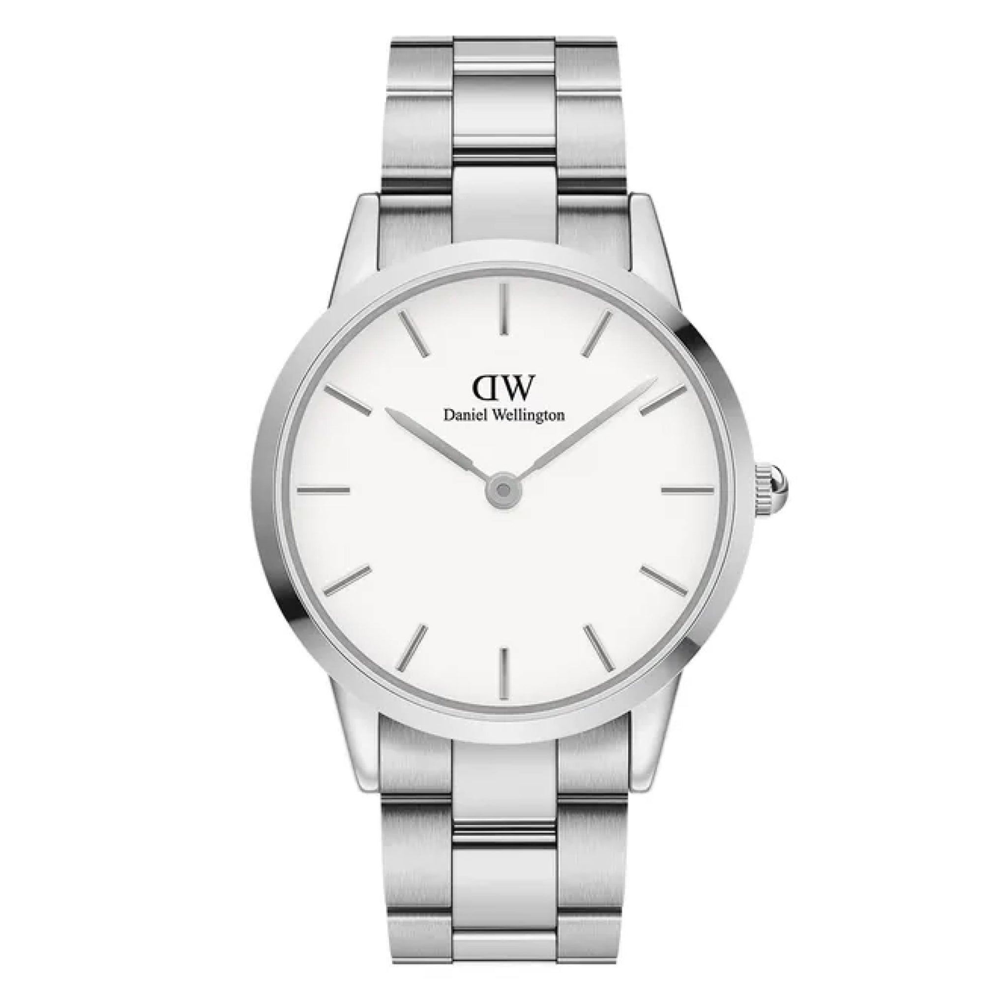 ساعة للرجال ستانلس ستيل فضي دانييل ويلينغتون Daniel Wellington Men's Analog White Dial Watch - Dw00100341