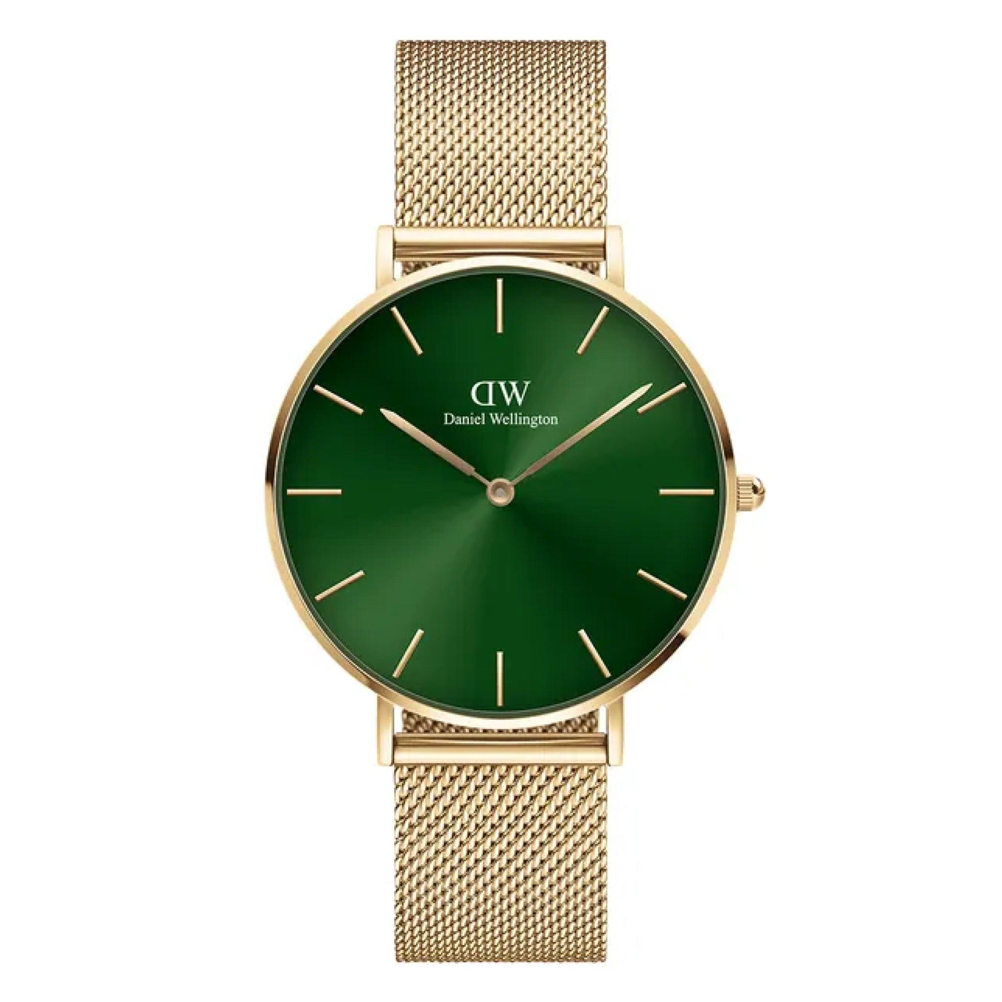 ساعات دانيال ولينغتون رجالية Dw00100481 قياس 36 ملم معدن ذهبي Daniel Wellington Petit Emerald Green Dial Men's 36mm Watch Dw00100481