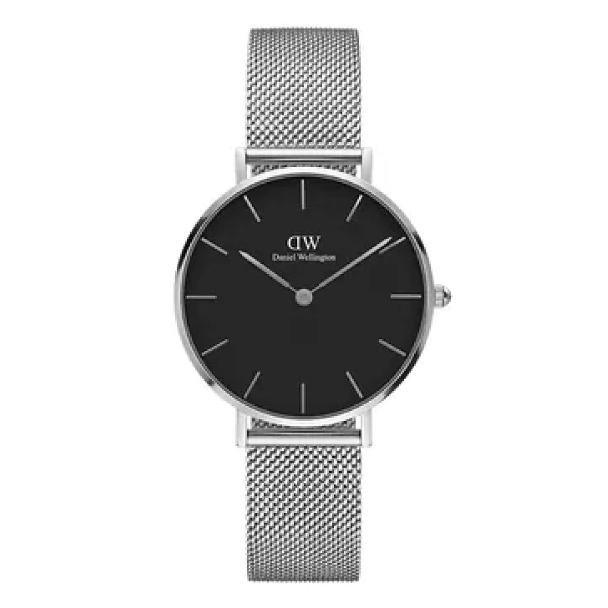 ساعة نسائية ستانلس ستيل رمادي اسود دانييل ويلينغتون Daniel Wellington Women Classic Petite Sterling - Dw00100162