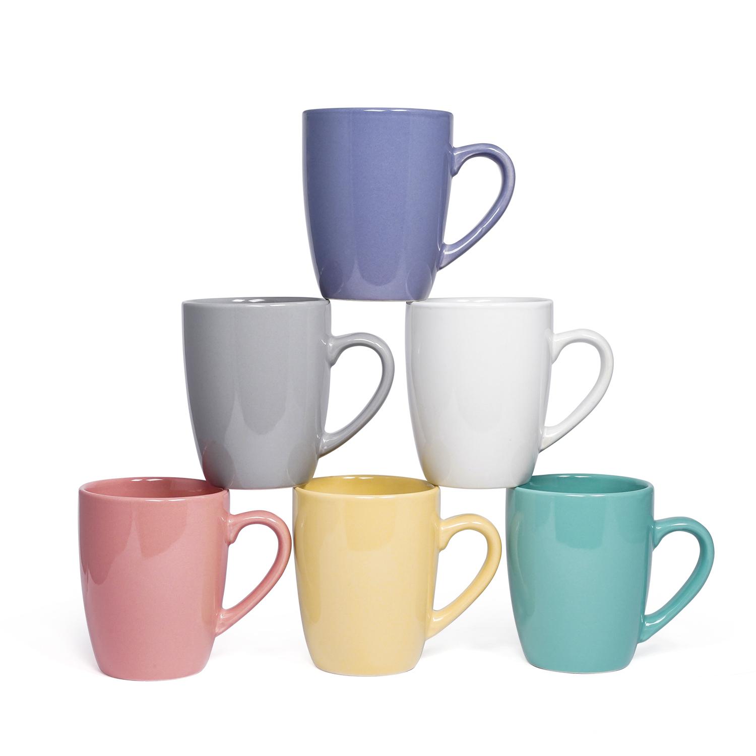 Decopor 6 Piece Stoneware Color Mugs Set 360 ml Multicolored Stoneware