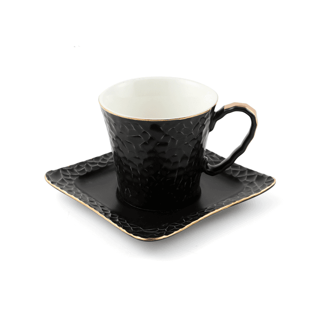 Decopor Porcelain 12 Piece Milk Cup and Saucer Set 150 ml Black Porcelain - SW1hZ2U6MTg0Njg1Mw==