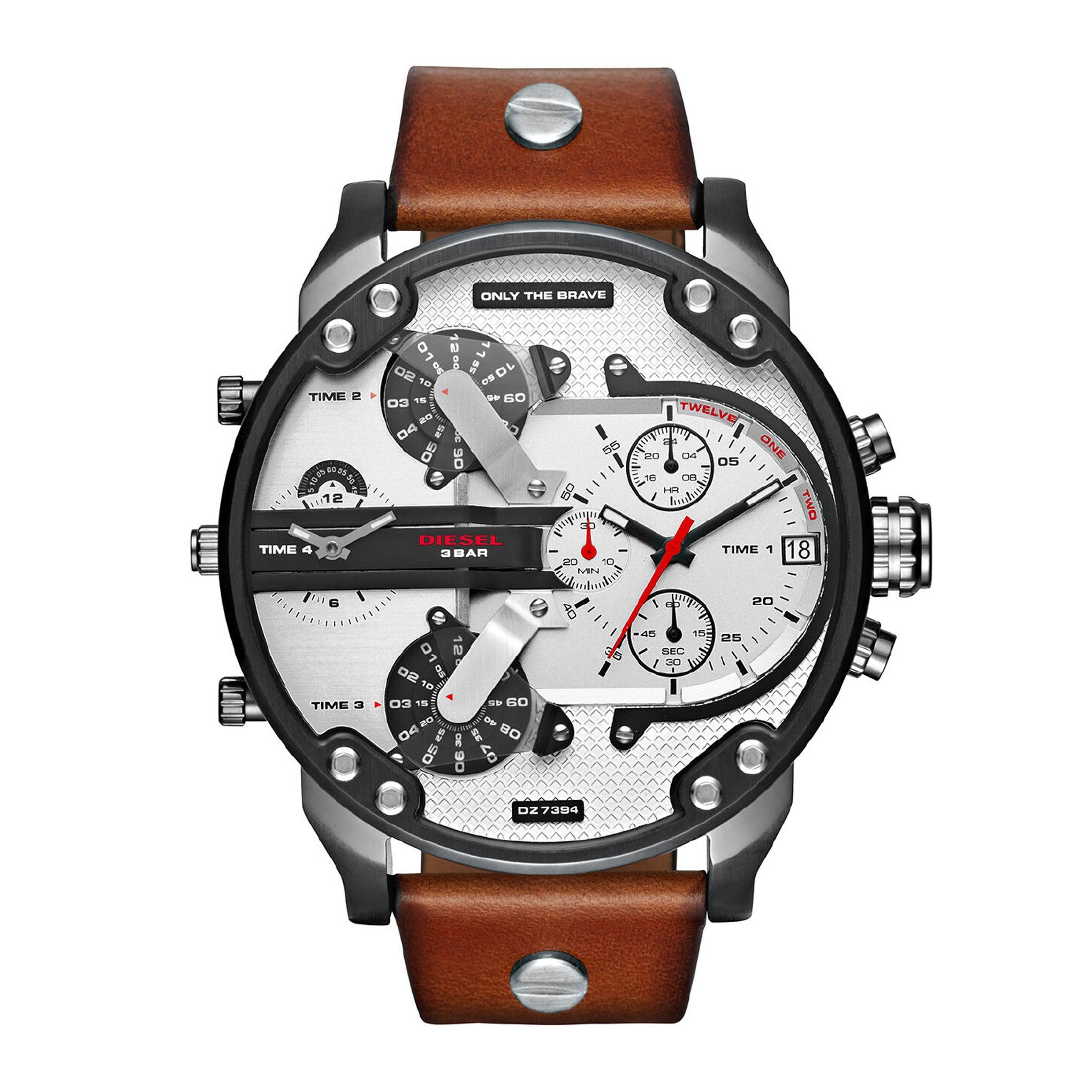ساعة للرجال جلد بني ديزل Diesel Men's Mr Daddy 2.0 Brown Leather Watch - Dz7394