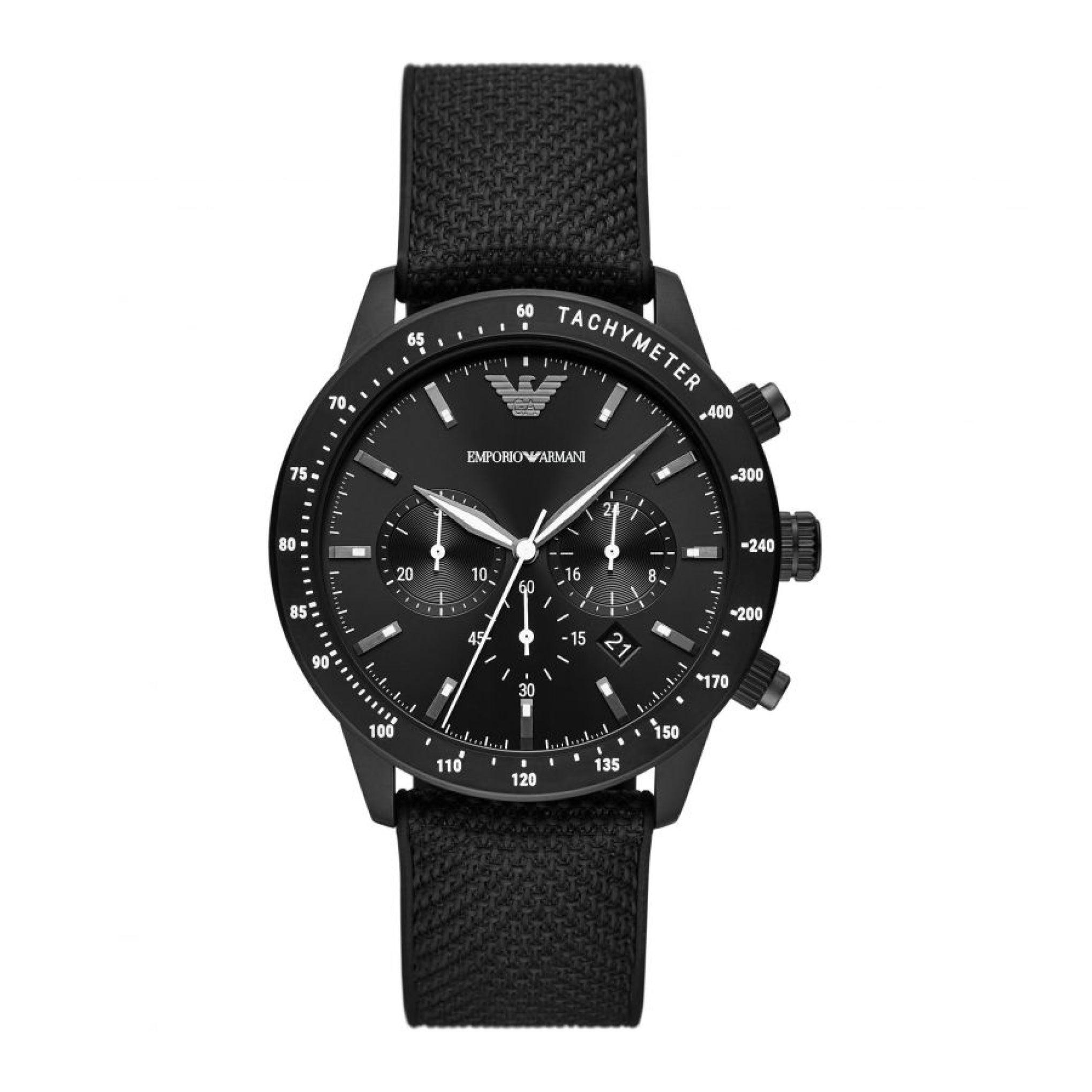 ساعة رجالي قماش أسود أمبوريو أرماني Emporio Armani Ar11453 Fabric Strap Men Watch