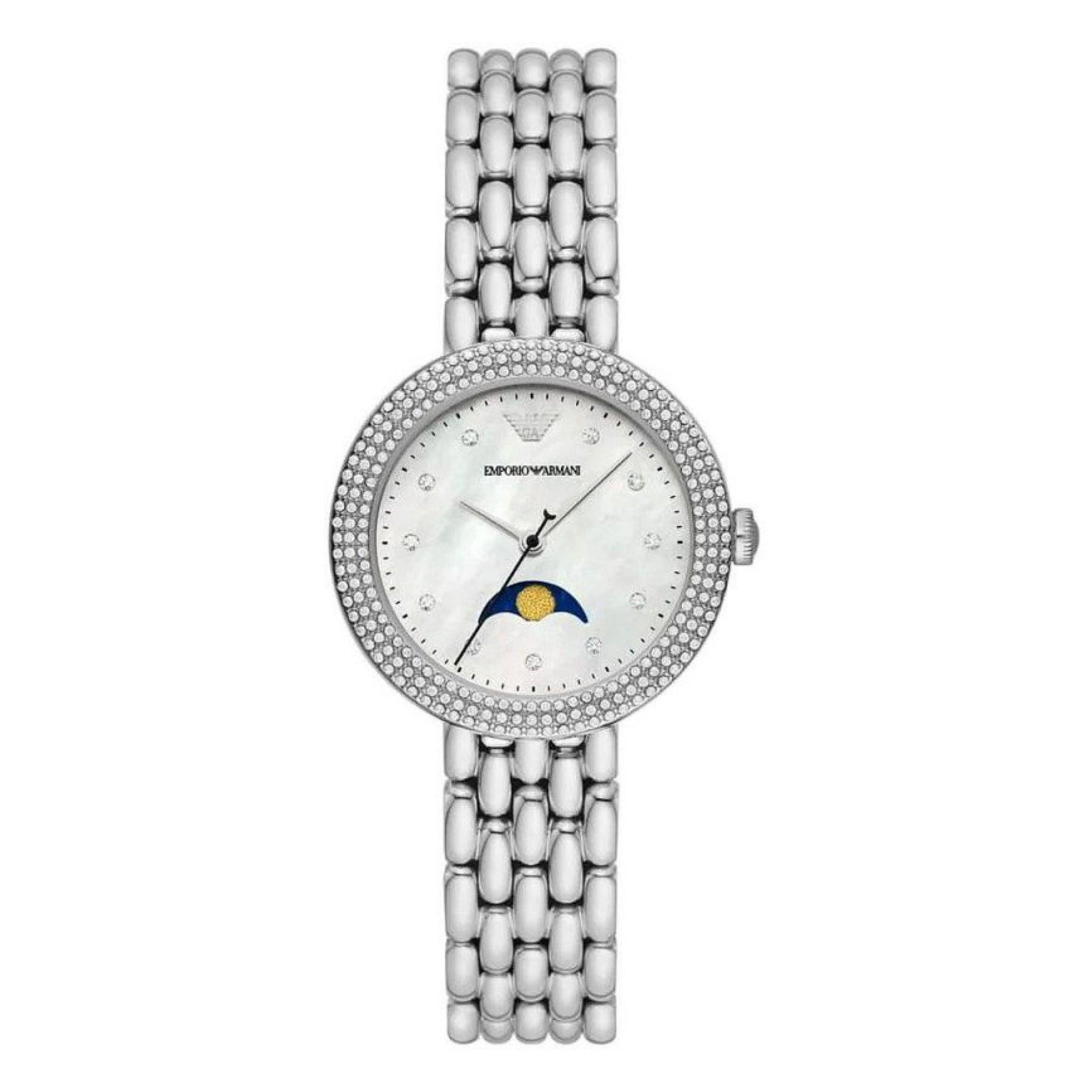 ساعة نسائية ستانلس ستيل فضي امبوريو ارماني Emporio Armani Moonphase Stainless Steel Watch Ar11461