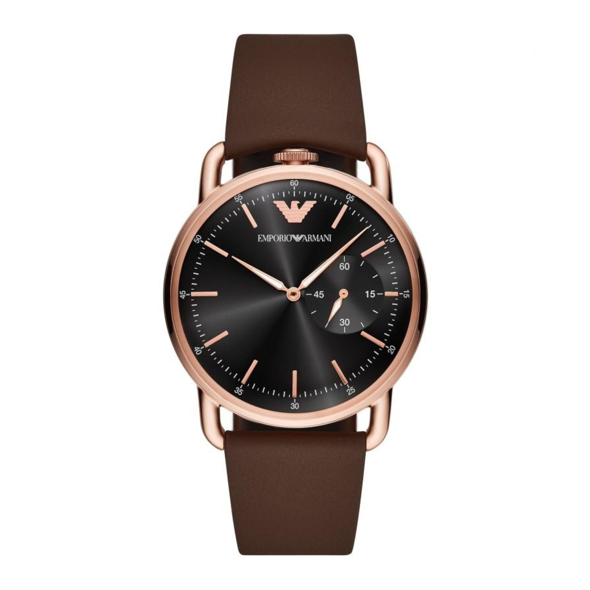 Emporio Armani Three-Hand Brown Leather Watch Ar11337