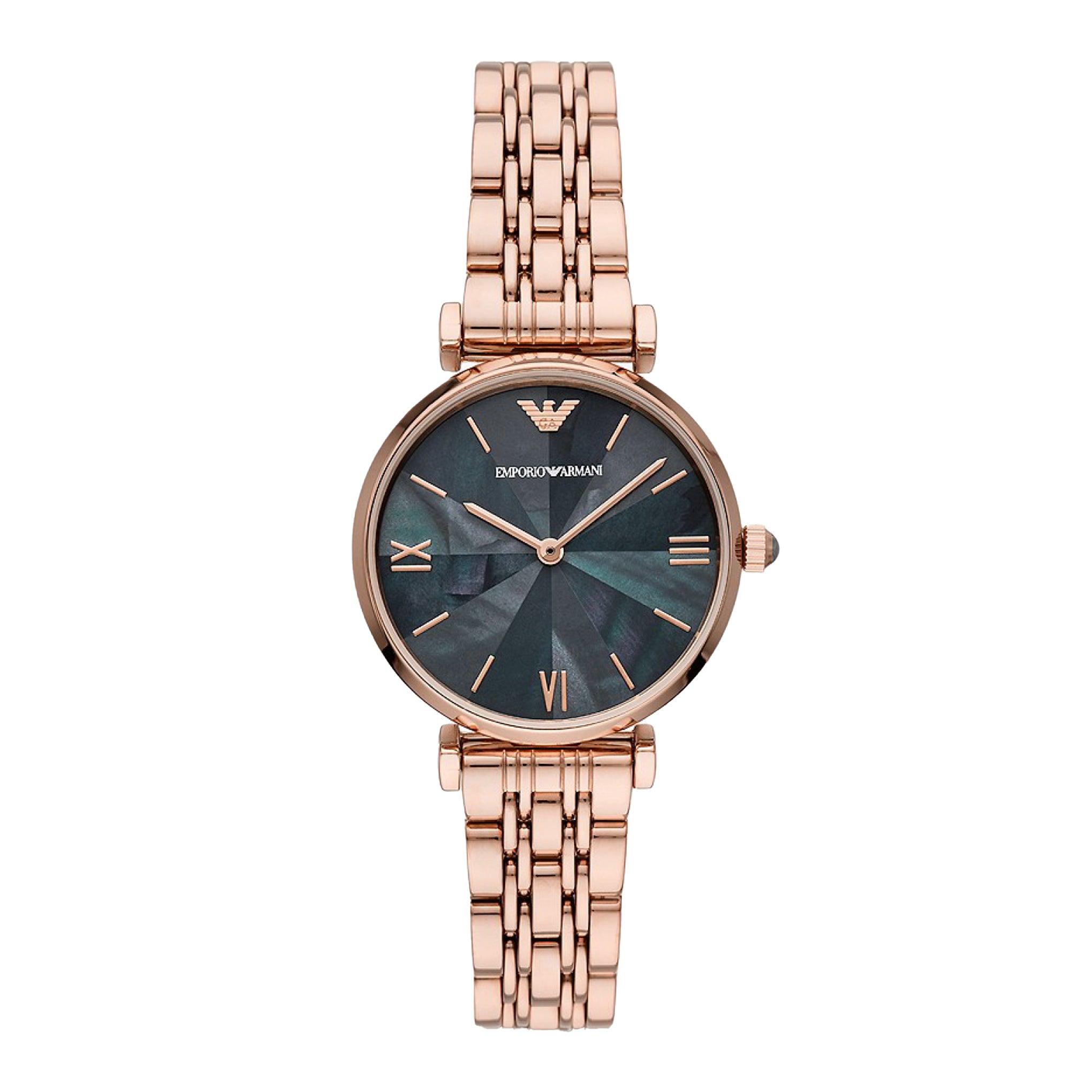 ساعة نسائية ستانلس ستيل دهبي وردي امبوريو ارماني Emporio Armani Two-Hand Rose Gold Stainless Steel Watch Ar11401