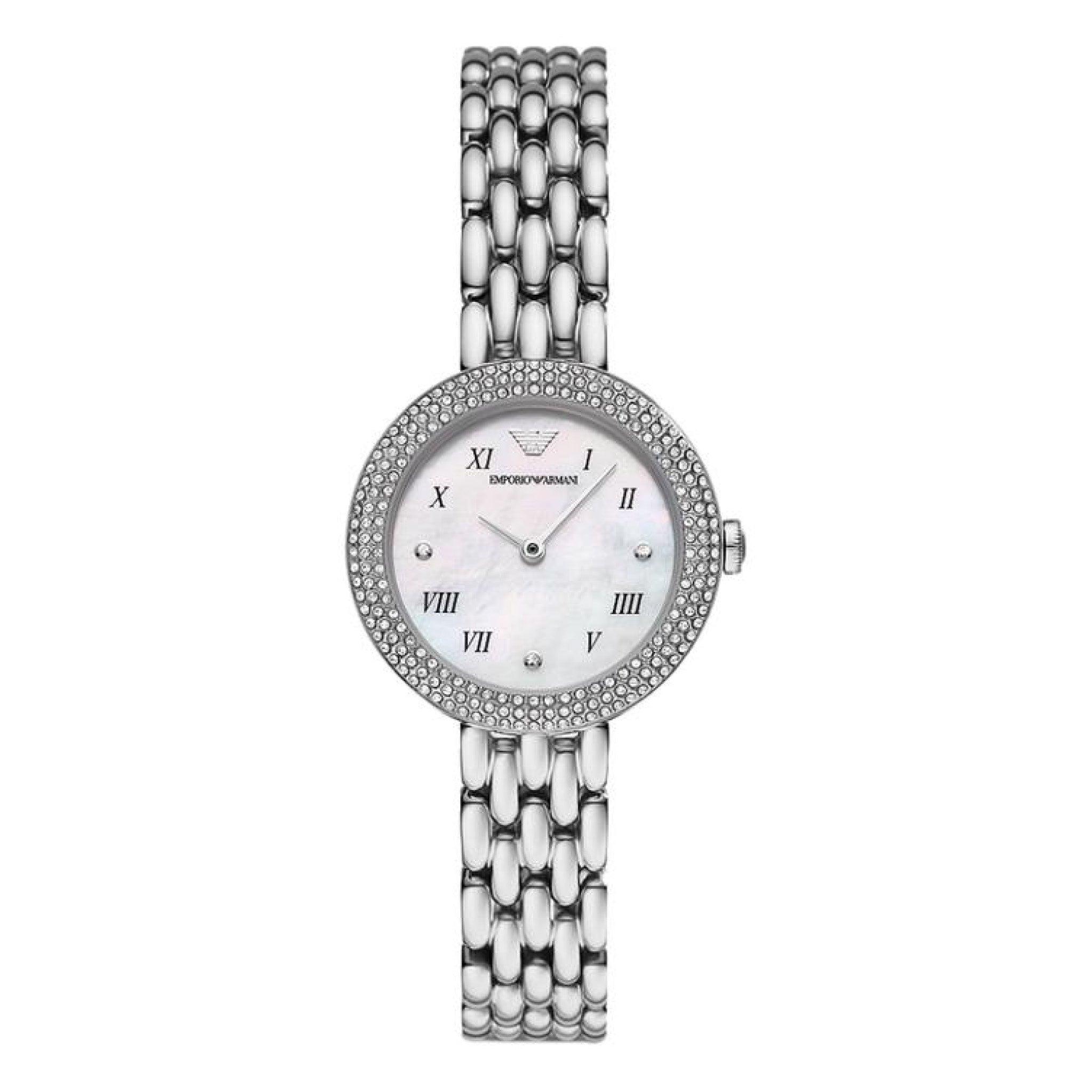 ساعة نسائية ستانلس ستيل فضي امبوريو ارماني Emporio Armani Two-Hand Stainless Steel Watch Ar11354