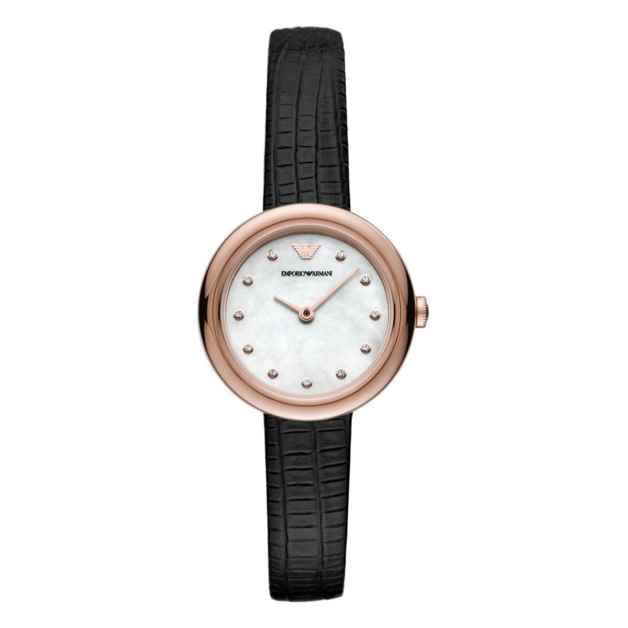 ساعة نسائية جلد اسود امبوريو ارماني Emporio Armani Women's Proplanet Leather Watch Ar11459