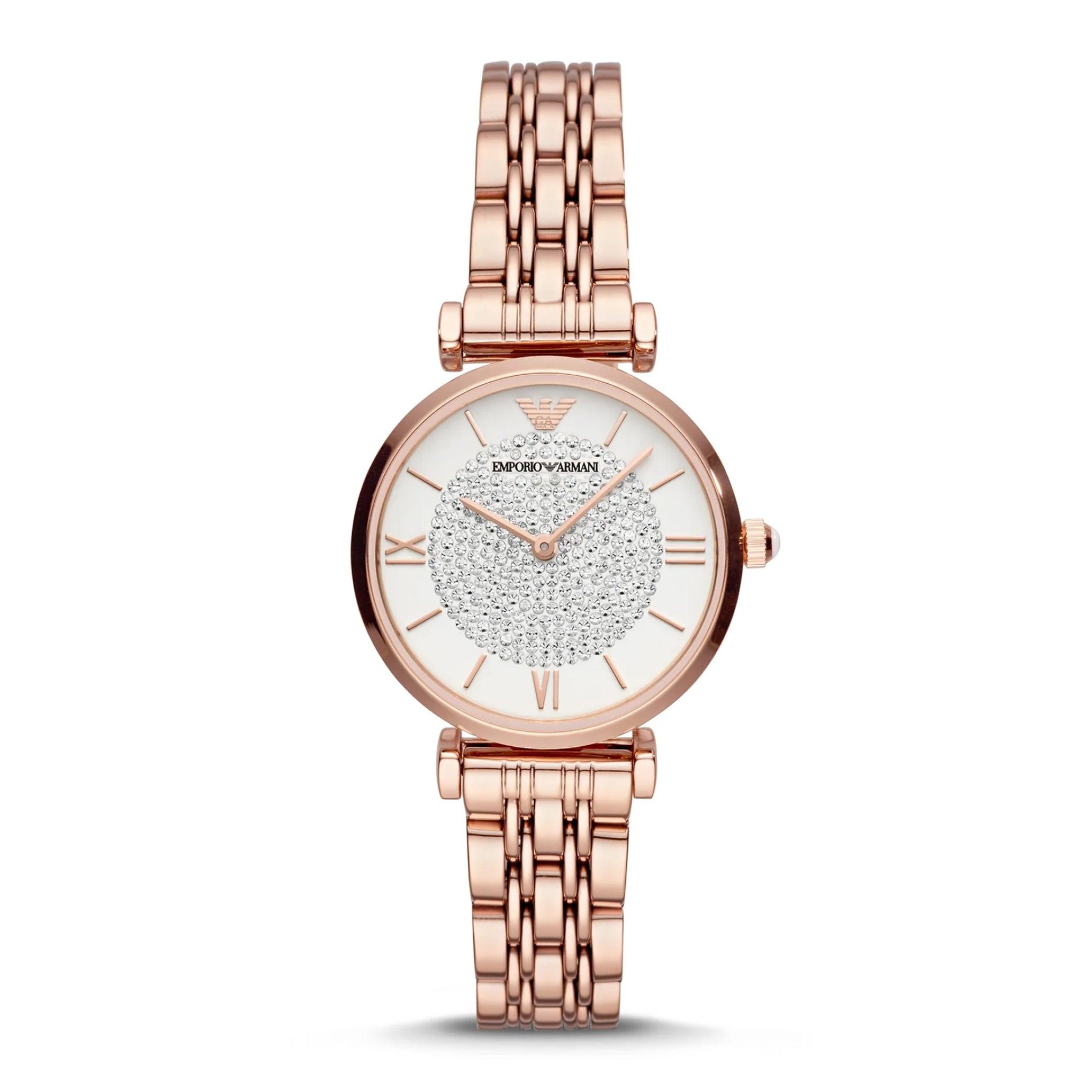 ساعة نسائية ستانلس ستيل دهبي ابيض امبوريو ارماني Emporio Armani Women's Two-Hand Rose Gold-Tone Stainless Steel Watch Ar11244