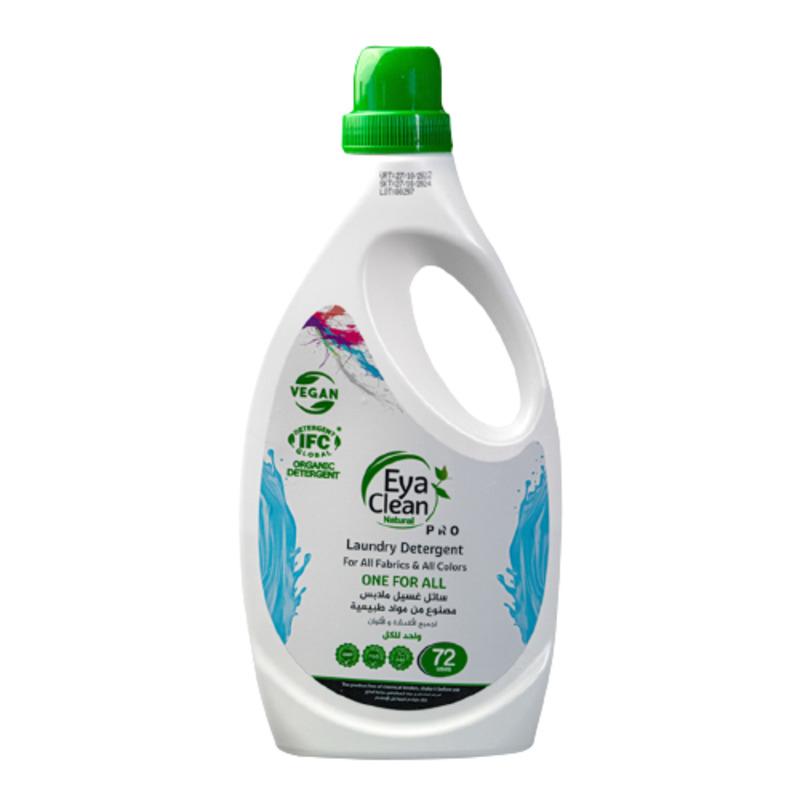Eya Clean Pro Liquid Laundry Detergent, Organic And Vegan Odorless And Colorless 1800 Ml 72 Uses
