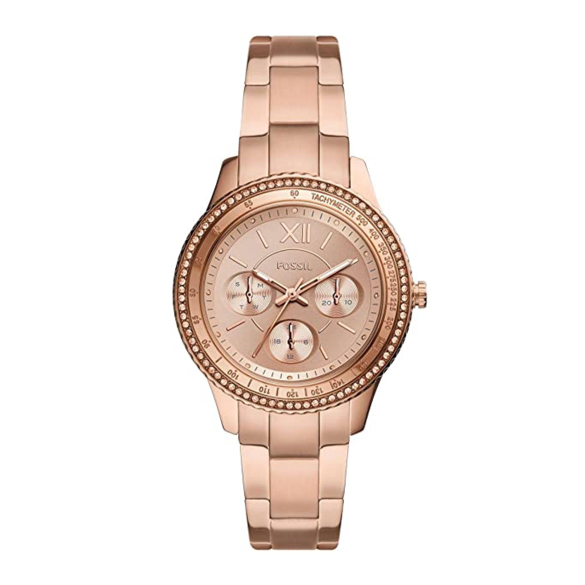 Fossil Es5106 Stella Sport Multifunction Rose Gold-Tone Stainless Steel Watch