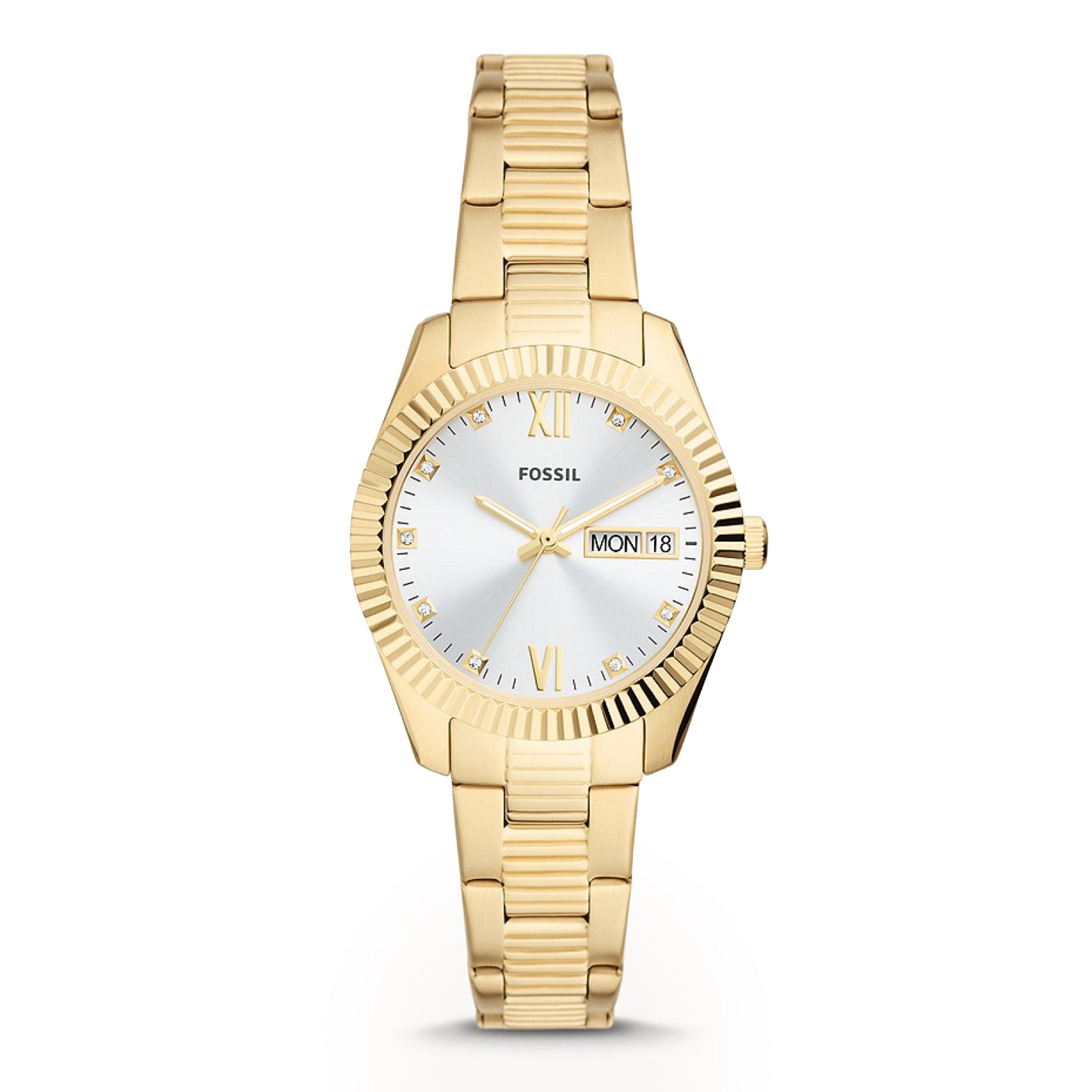 Fossil Es5199 Scarlette Three-Hand Day-Date Gold-Tone Stainless Steel Watch