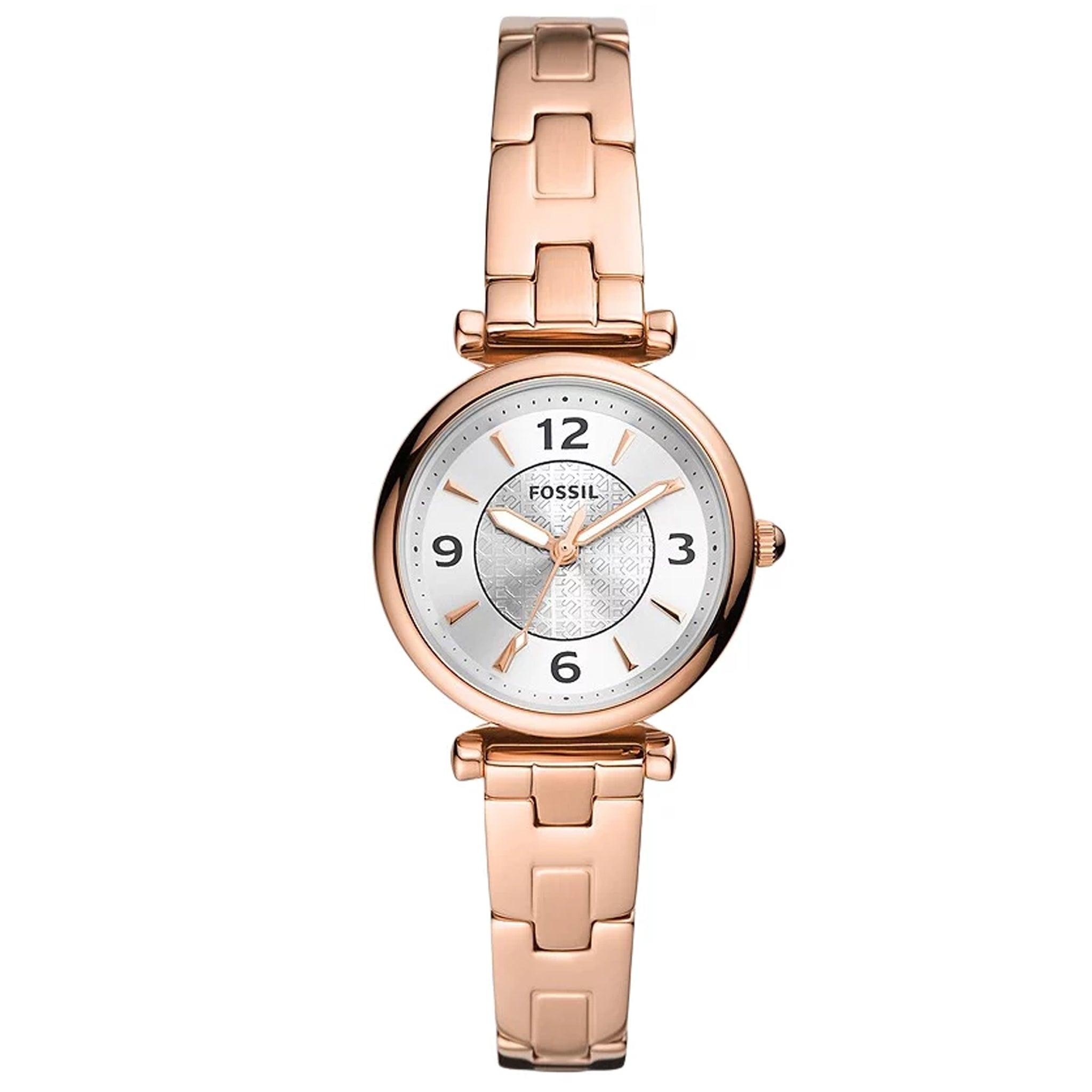 Fossil Es5202 Carlie Three-Hand Rose Gold-Tone Stainless Steel Women's Watch