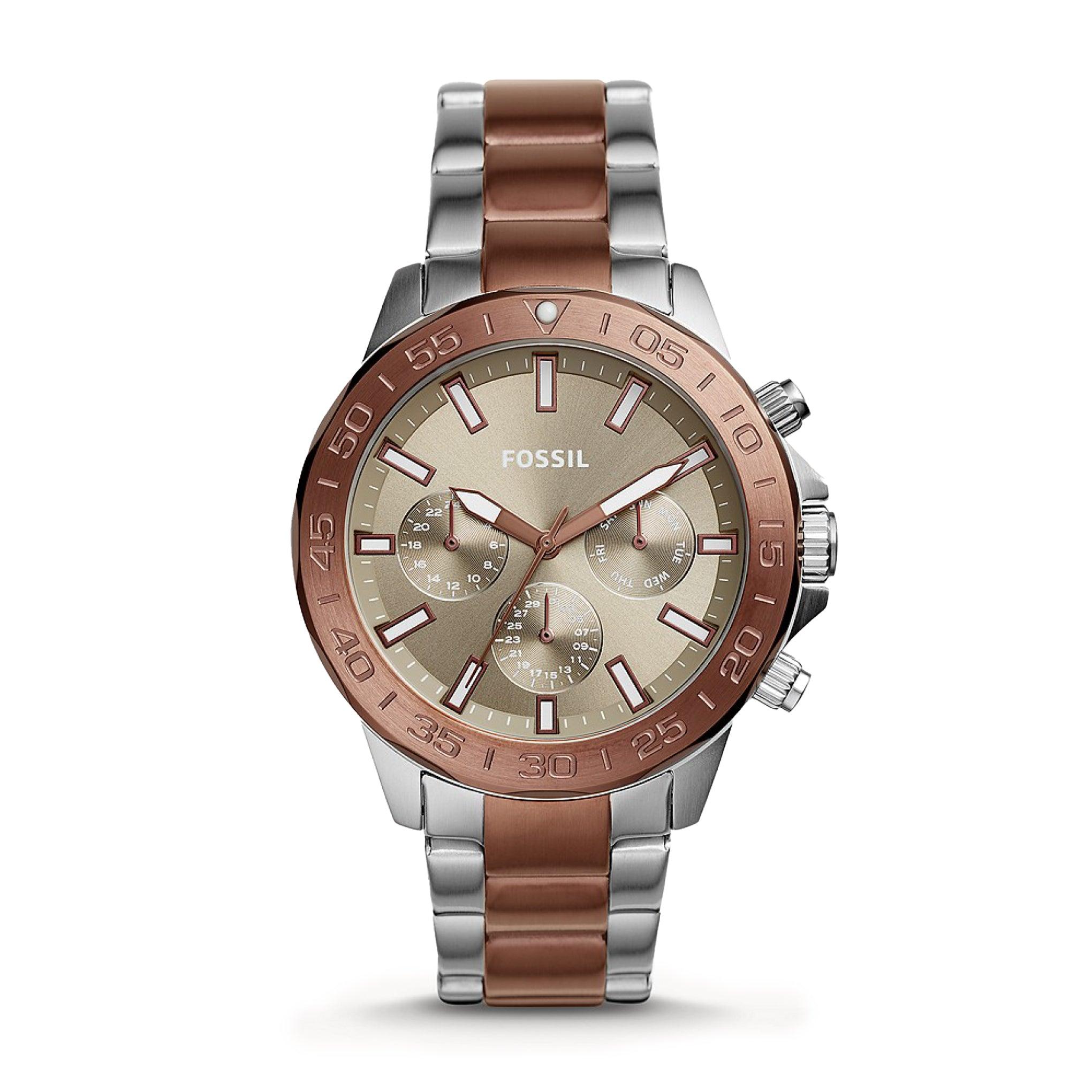 Fossil Mens Bannon Multifunction Copper-Tone Stainless Steel Watch Bq2502
