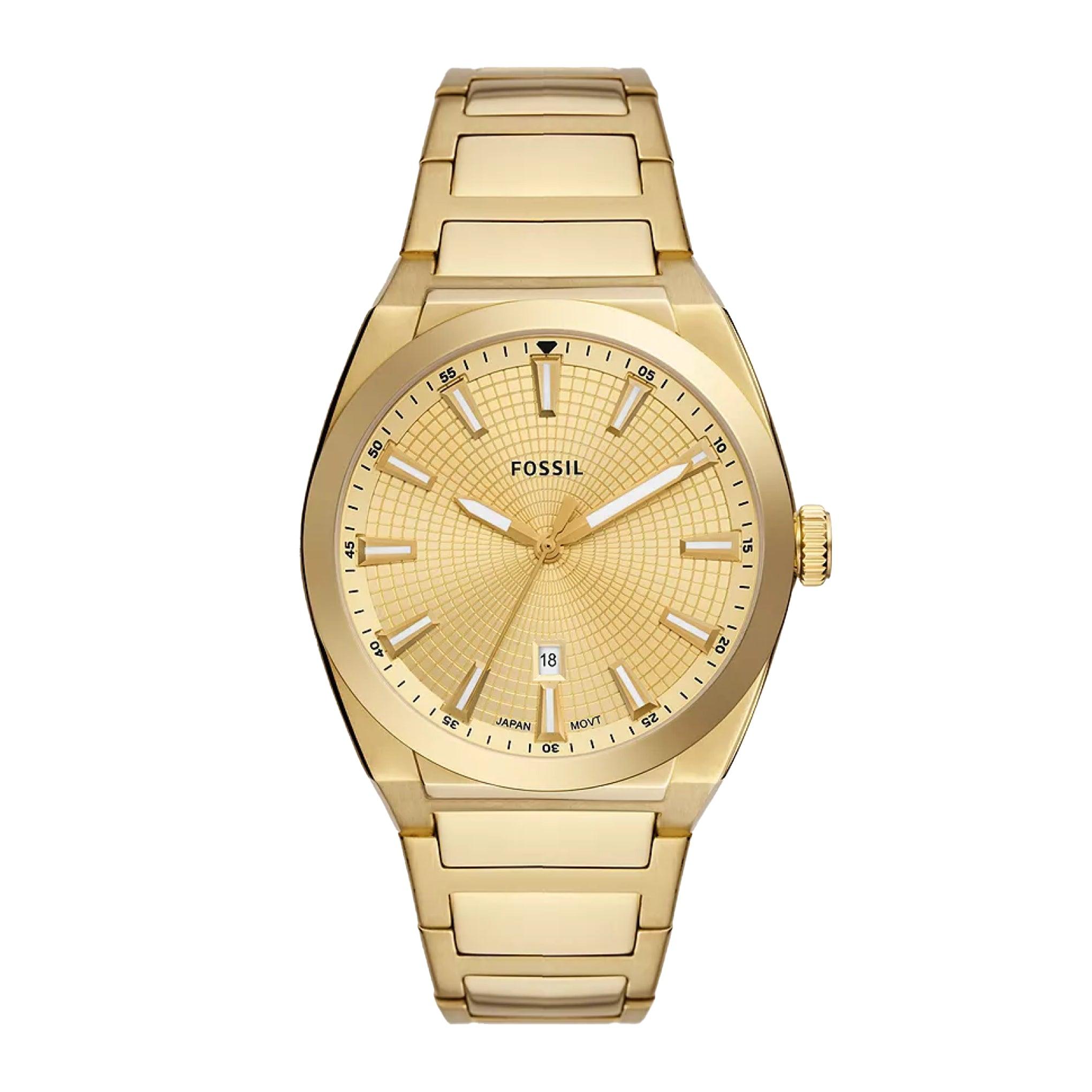 Fossil Men's Everett Three-Hand Date Gold-Tone Stainless Steel Watch Fs5965