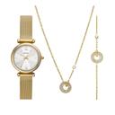 Fossil Women's Carlie Three-Hand Gold-Tone Stainless Steel Mesh Watch And Jewelry Set Es5251set - SW1hZ2U6MTgxNTIwMg==