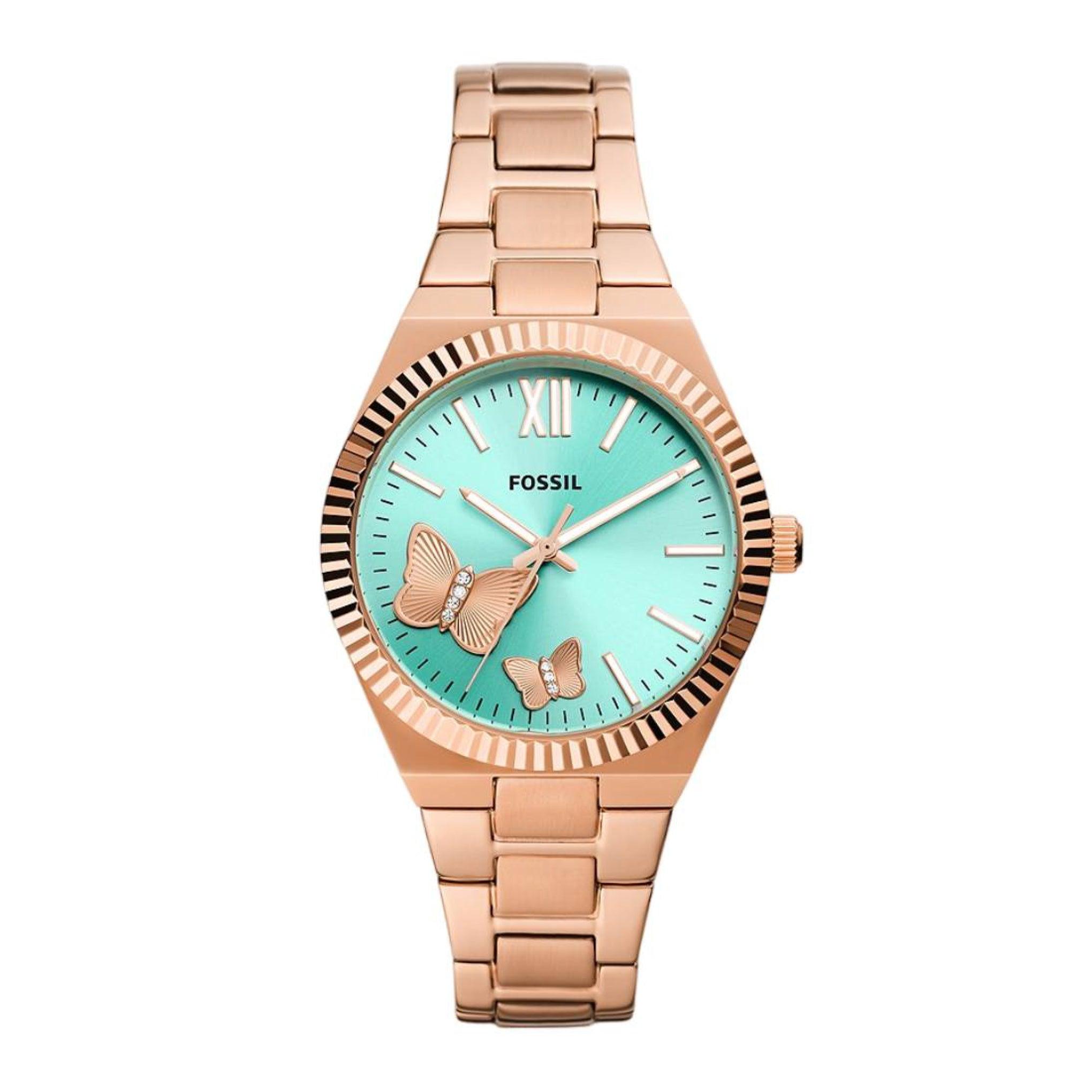 Fossil Women's Scarlette Three-Hand Rose Gold-Tone Stainless Steel Watch Es5277