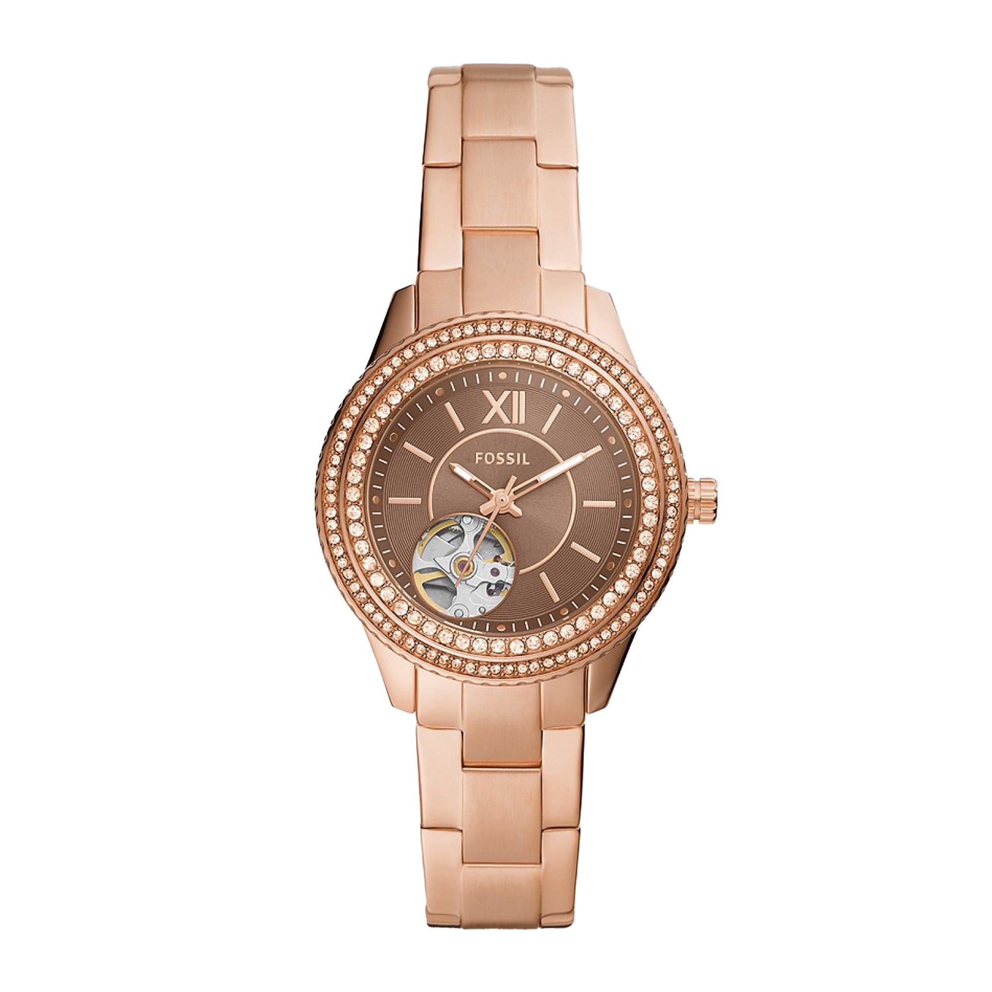 Fossil Women's Stella Automatic Rose Gold-Tone Stainless Steel Watch Me3211