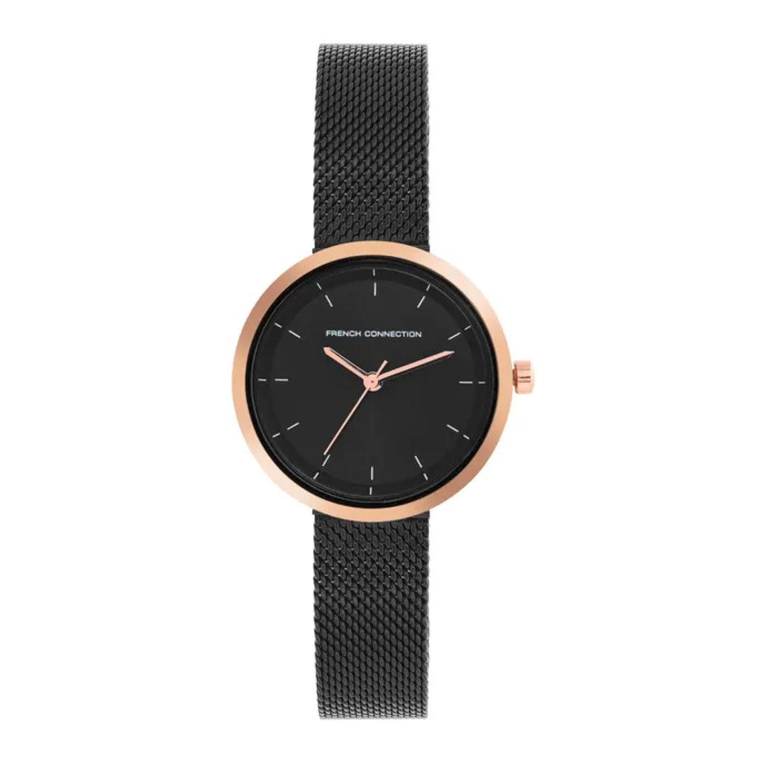 ساعات نسائية ستانلس ستيل 28 ملم أسود أنالوغ كوارتز فرينش كونيكشن  French Connection Analog Black Dial Women's Watch Fcn00036f