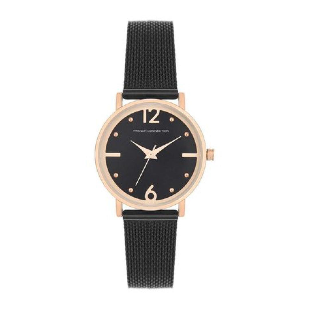 ساعات نسائية ستانلس ستيل 34 ملم أسود أنالوغ كوارتز فرينش كونيكشن French Connection Analog Black Dial Women's Watch Fcn0006f-R