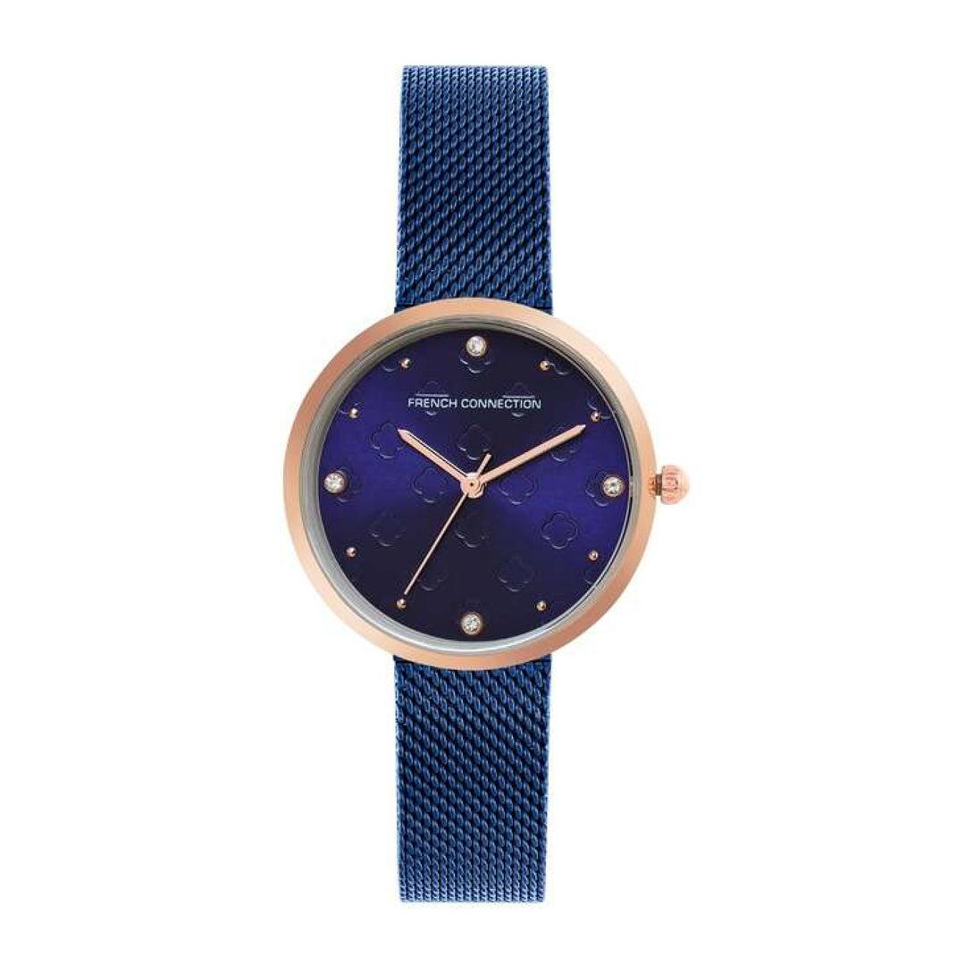 ساعات نسائية ستانلس ستيل 30 ملم أزرق غامق أنالوغ كوارتز فرينش كونيكشن French Connection Analog Navy Blue Dial Women's Watch Fcn00040c