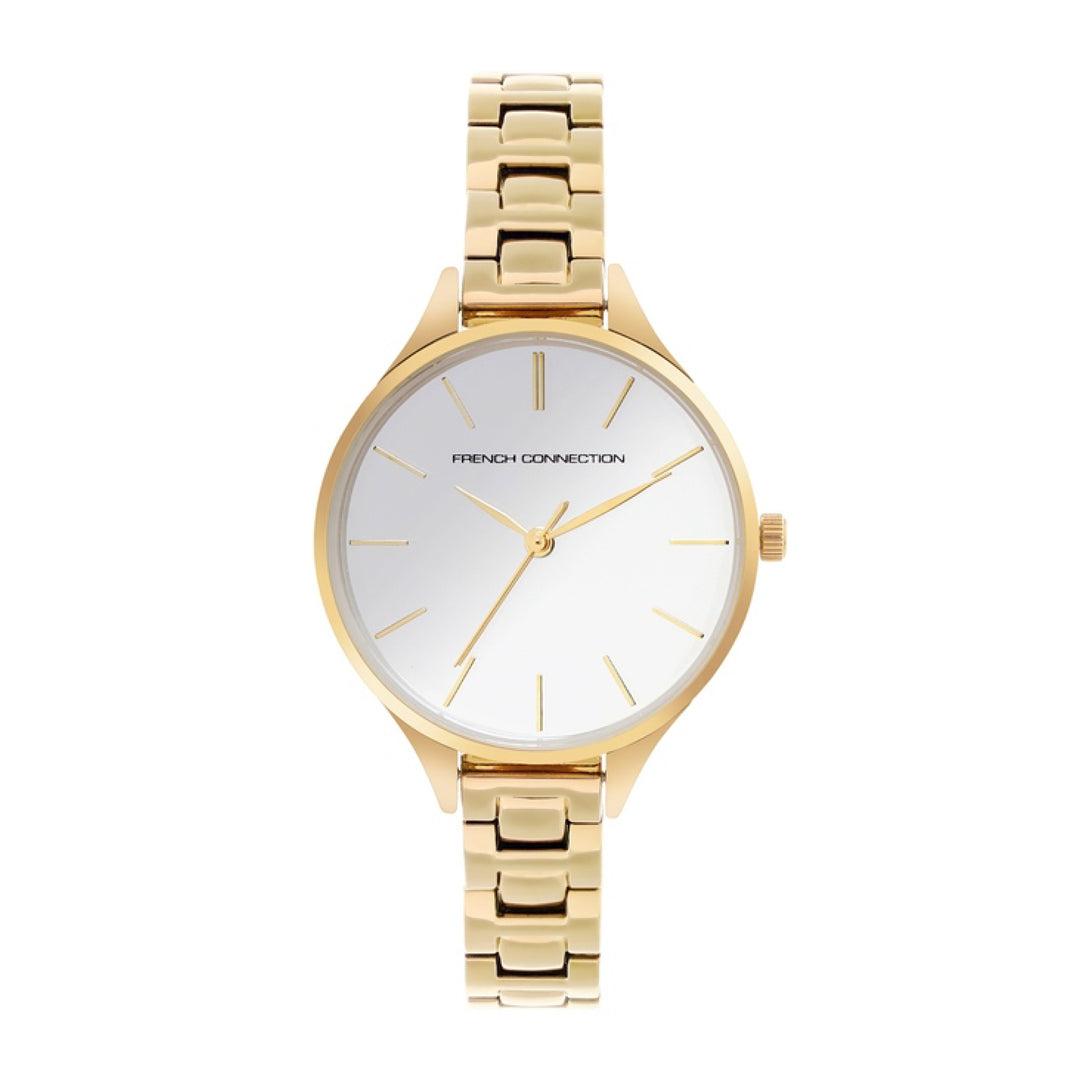 ساعات نسائية ستانلس ستيل 36 ملم ذهبي أنالوغ كوارتز فرينش كونيكشن French Connection Analog Silver Dial Women's Watch Fcs003b