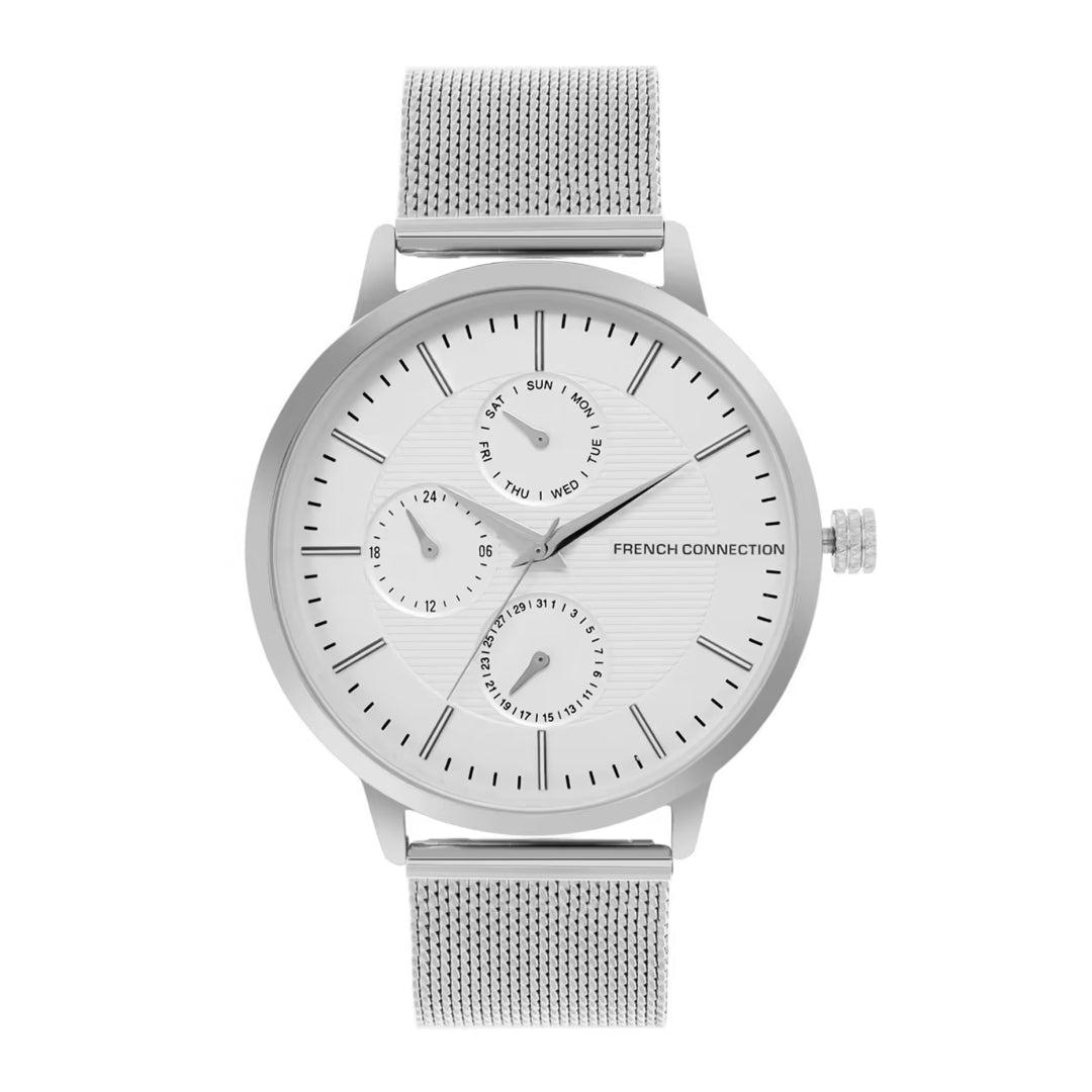 ساعات رجالية ستانلس ستيل 42 ملم أنالوغ فضي فرينش كونيكشن  French Connection Men's Silver Stainless Steel Quartz Watch Fcn00041j