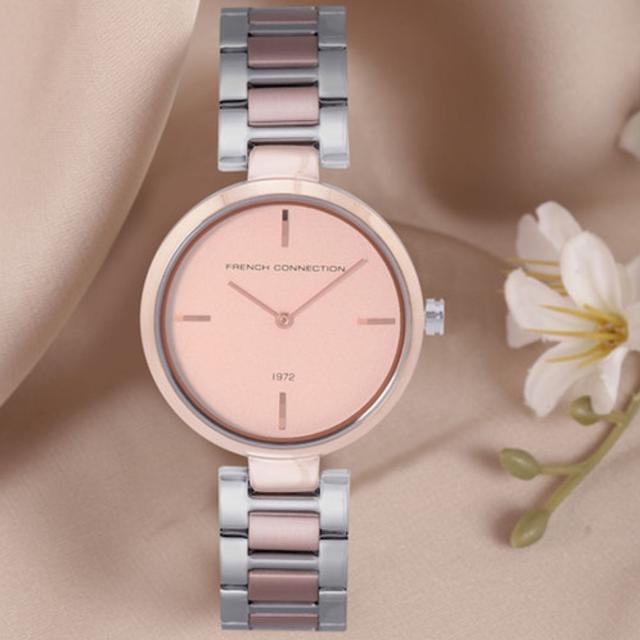 ساعات نسائية ستانلس ستيل 36 ملم غولد روز وفضي أنالوغ كوارتز فرينش كونيكشن French Connection Women's Analogue Classic Quartz Watch Fc138srgm - SW1hZ2U6MTgyOTEzNQ==