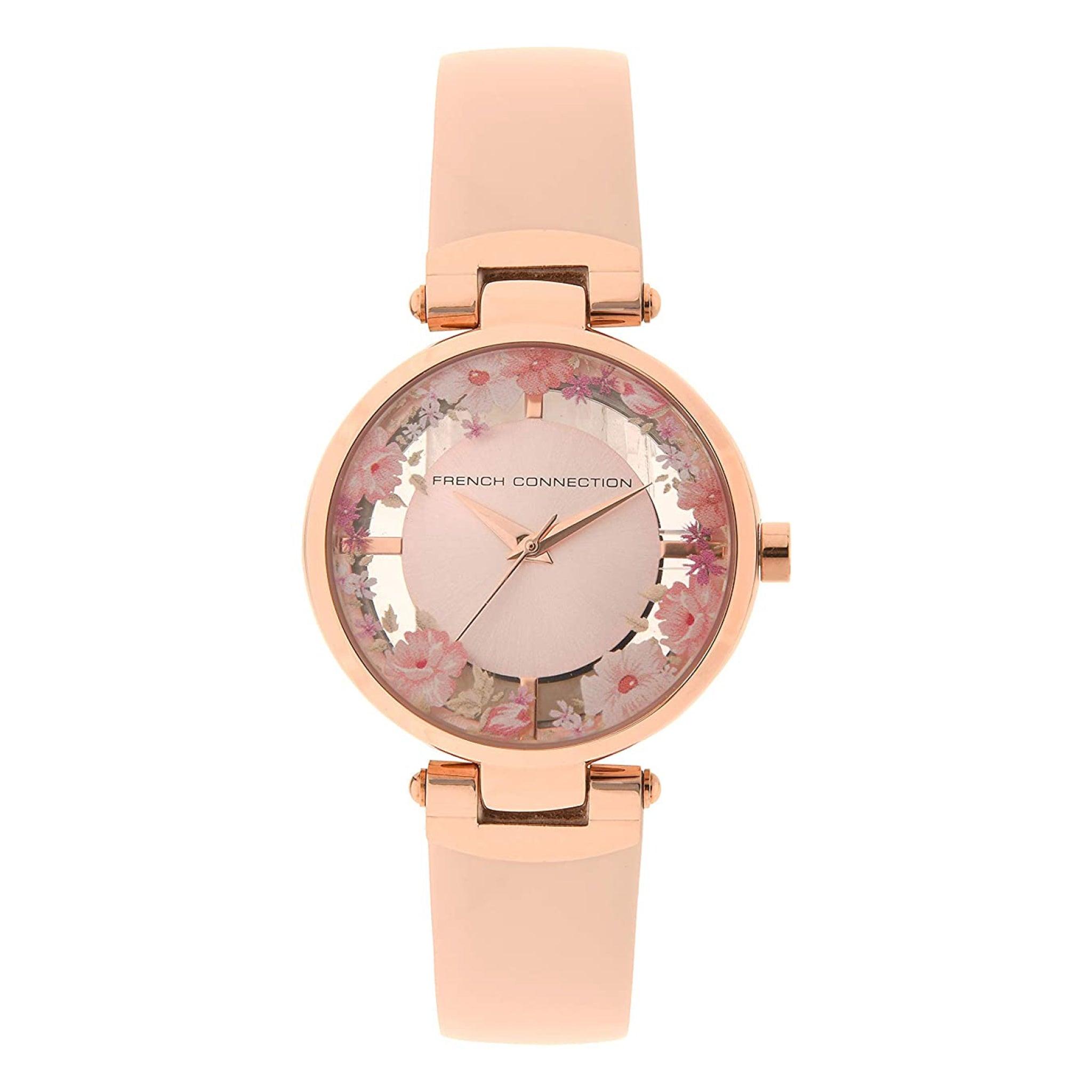 ساعات نسائية ستانلس ستيل 34 ملم زهري فرينش كونيكشن French Connection Womens Analogue Wrist Leather Watch Fcl0003c