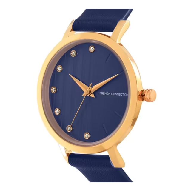 ساعات نسائية ستانلس ستيل 34 ملم أزرق أنالوغ كوارتز فرينش كونيكشن French Connection Womens Blue Leather Quartz Watch Fc20-63g-R - SW1hZ2U6MTgzMzY0Mg==