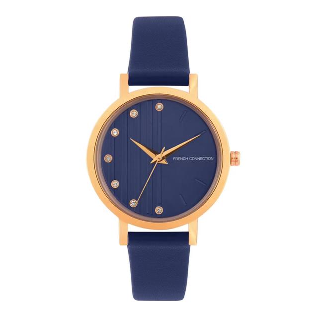 ساعات نسائية ستانلس ستيل 34 ملم أزرق أنالوغ كوارتز فرينش كونيكشن French Connection Womens Blue Leather Quartz Watch Fc20-63g-R - SW1hZ2U6MTgzMzY0MA==