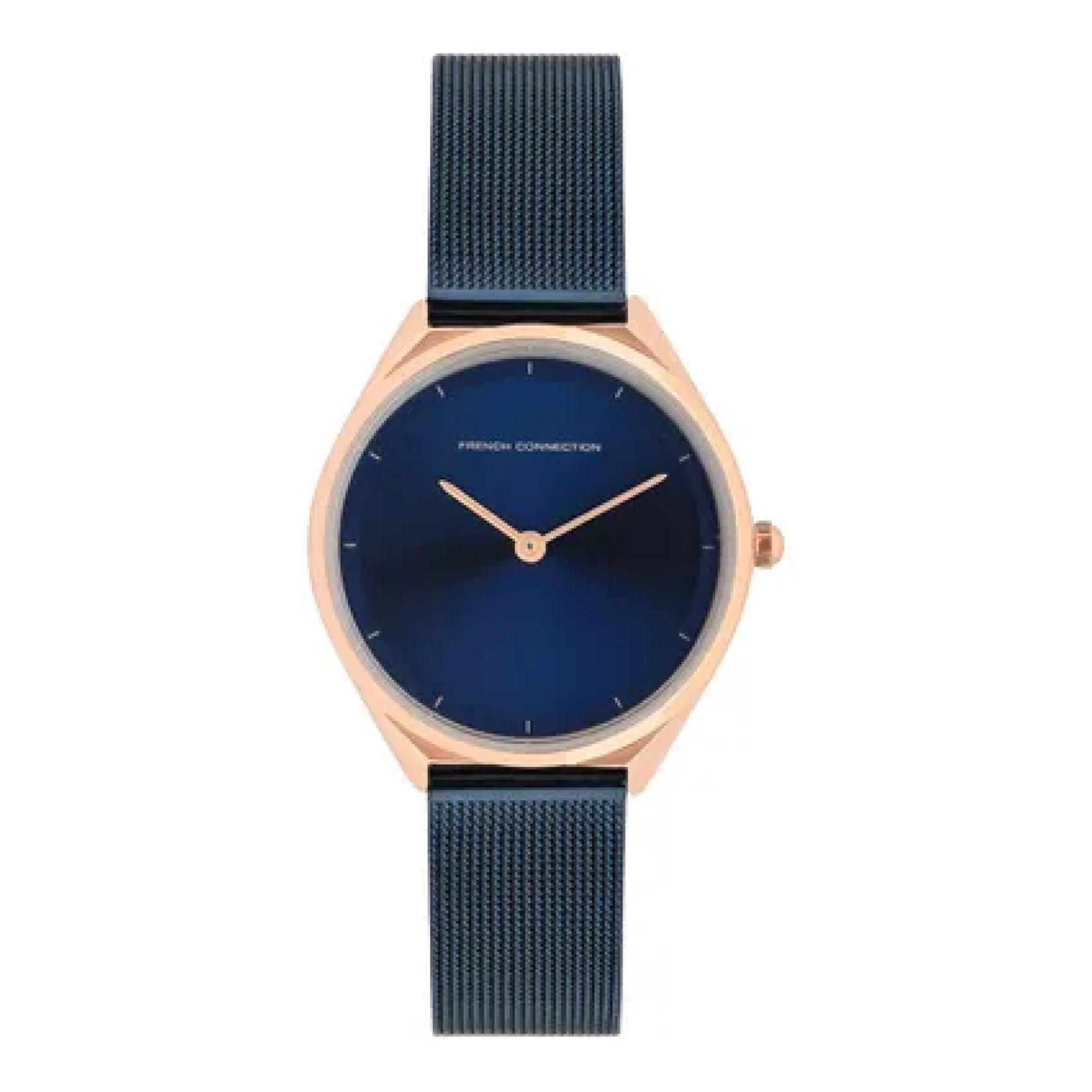 ساعات نسائية ستانلس ستيل 34 ملم أزرق أنالوغ كوارتز فرينش كونيكشن French Connection Women's Blue Stainless Steel Quartz Watch Fc22urgm