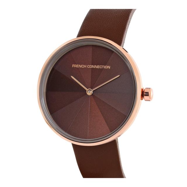 ساعات نسائية ستانلس ستيل 30 ملم بني أنالوغ كوارتز فرينش كونيكشن French Connection Women's Brown Leather Quartz Watch Fcl21-F - SW1hZ2U6MTgzNDM0MQ==