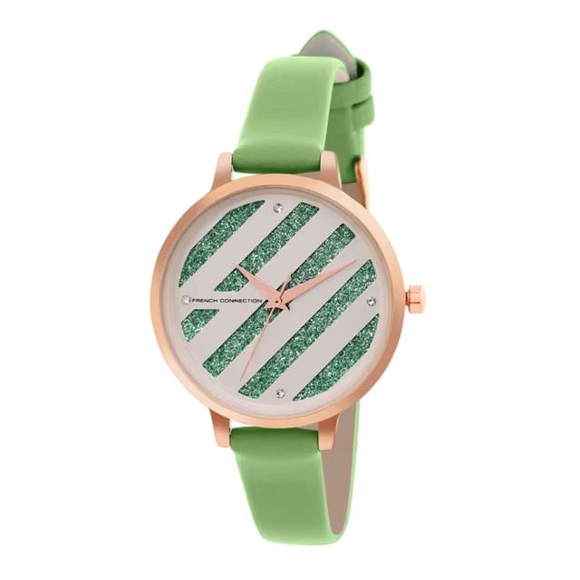 ساعة يد نسائية مينا بلونين أخضر جلد كوارتز أنالوغ فرنش كونكشن تريسور French Connection Fcn00022b - SW1hZ2U6MTgxODA3Mg==
