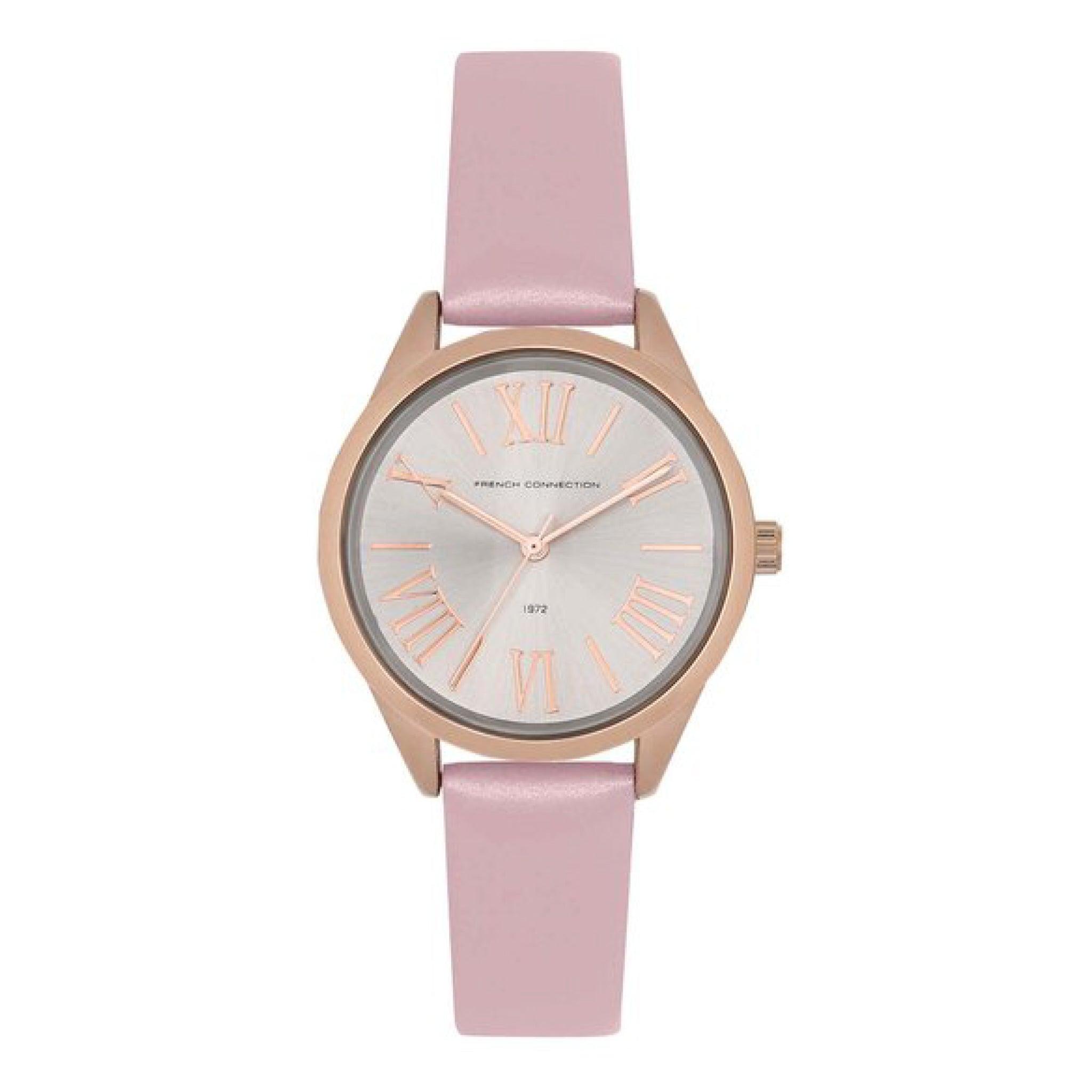 French Connection Women's Pink Leather Quartz Watch Fce114p