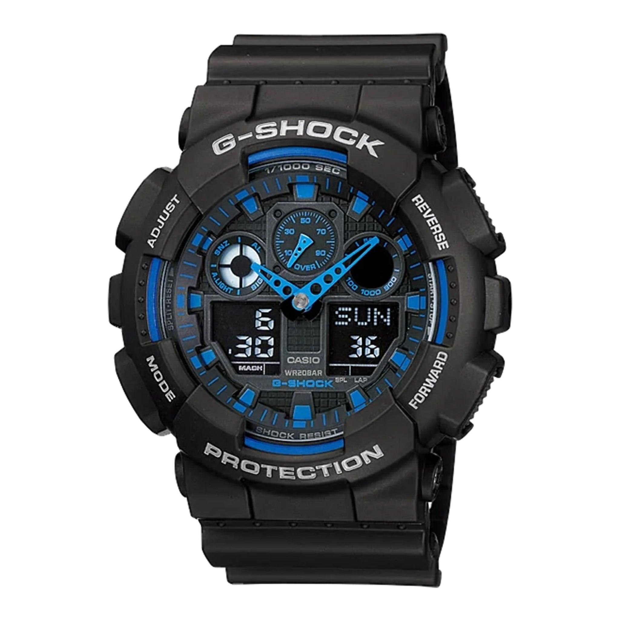 ساعات جي شوك رجالية 55 ملم رقمية أسود أنالوغ G-Shock Men's Analog-Digital Black Dial Watch - Ga-100-1a2