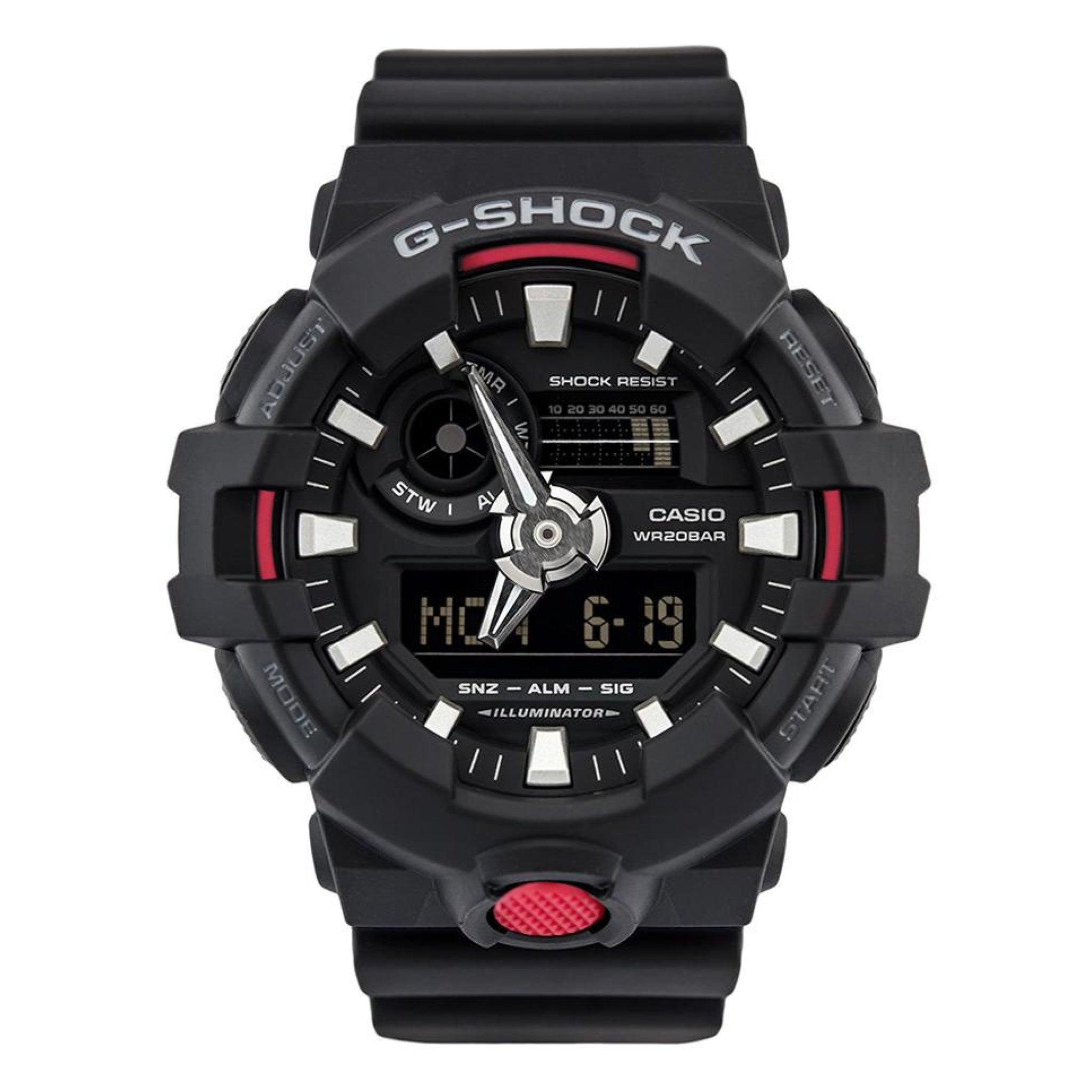 ساعات جي شوك رجالية 58 ملم رقمية أسود أنالوغ G-Shock Men's Analog-Digital Black Dial Watch - Ga-700-1adr
