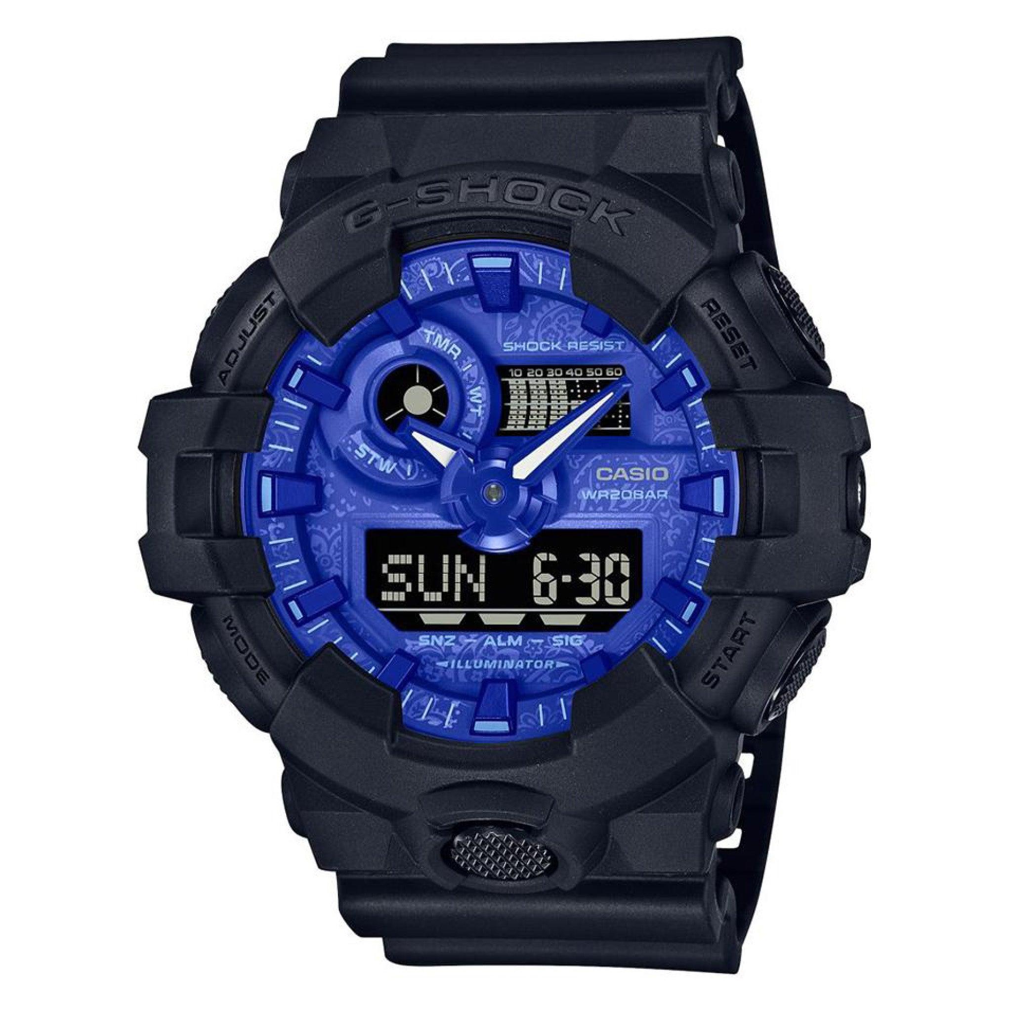 ساعات جي شوك رجالية 53 ملم رقمية أسود أنالوغ كوارتز G-Shock Men's Analog-Digital Dark Blue Dial Watch - Ga-700bp-1adr